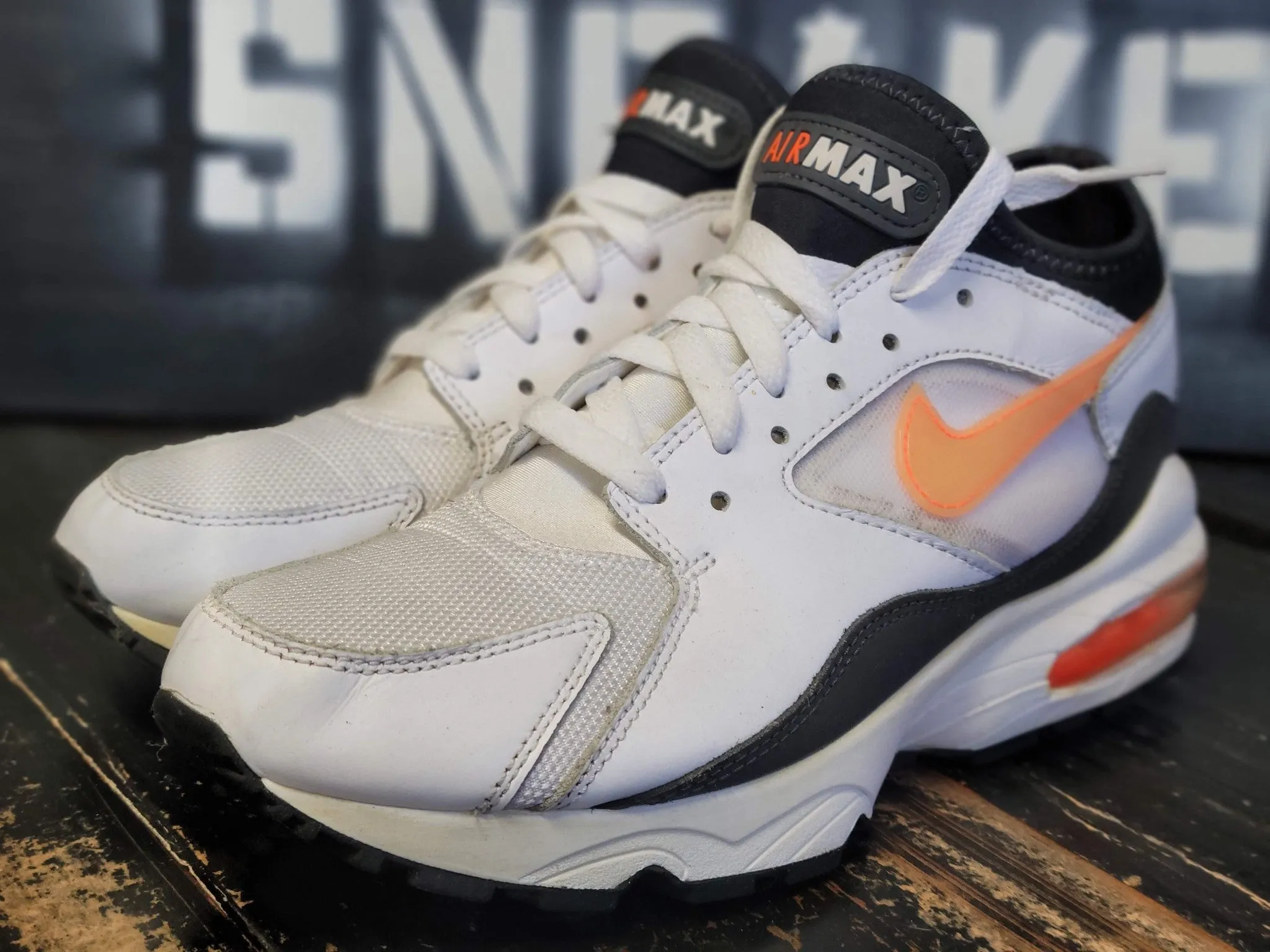 2014 Nike Air Max 93 White/Black/Orange Running Shoes 306551-100 Men 7.5 high - end quality shoes
