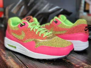 2016 Nike Air Max 1 SE Pink/Lime Green Running Shoes 881101-300 Women 8.5 custom - designed shoes Smart