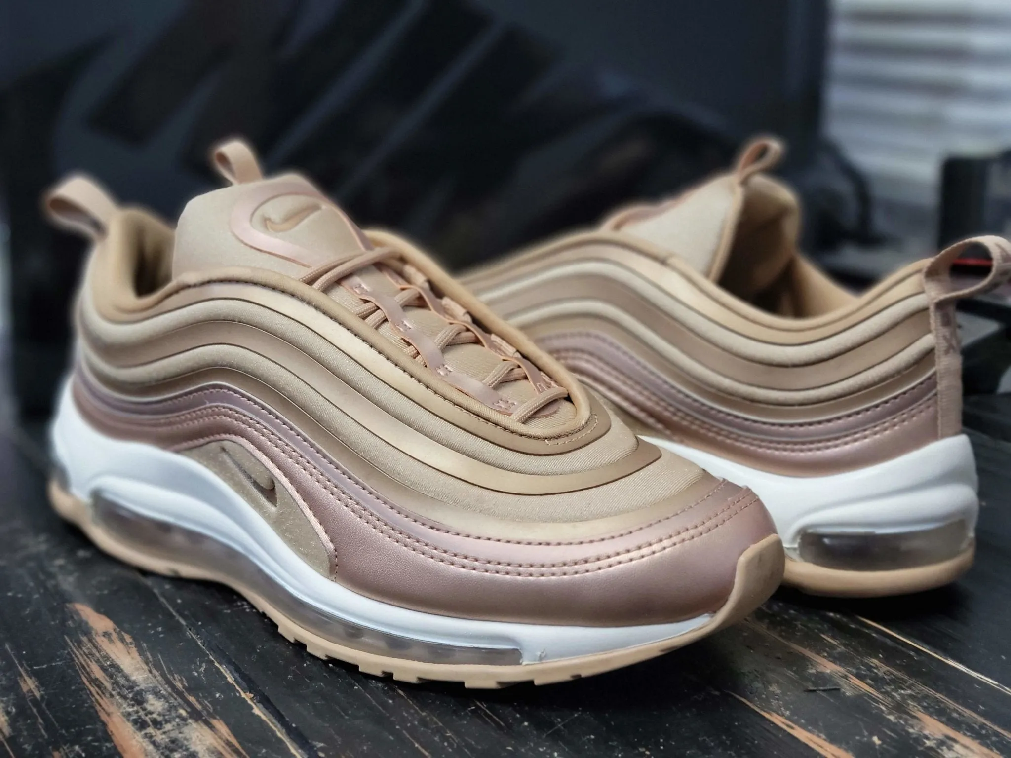 Breathable Cushion snow - running shoes 2017 Nike Air Max 97 Beige/Bronze Gold Running Shoes 917704-902 Women 7.5