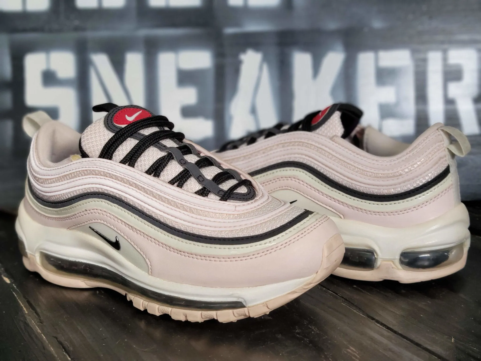 fast runners 2019 Nike Air Max 97 White/Pink/Black Running Shoes 921733-603 Women 7