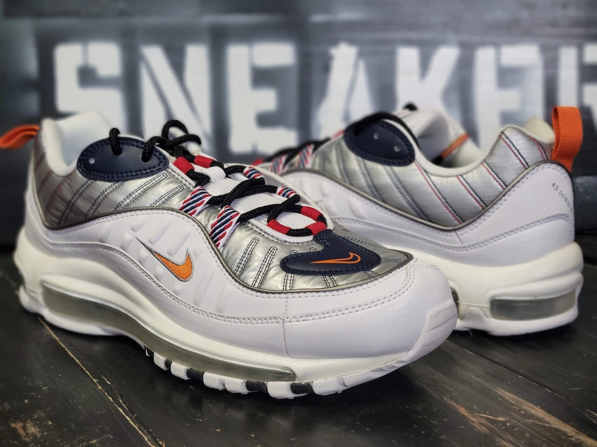 thin insole shoes Breathable 2019 Nike Air Max 98 White/Silver Running Shoes CQ3990-100 Women size 9
