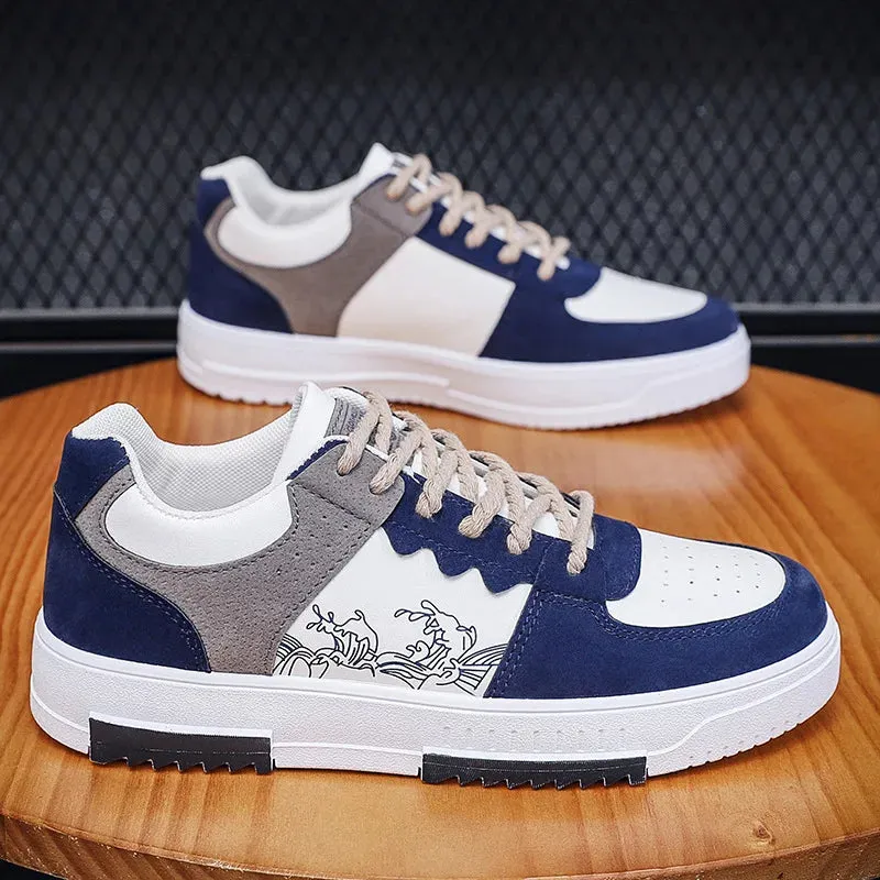 2023Men's Sneakers Flat Student Shoes Breathable Fashion Lace-Up Sneakers Men's Comfort Sports Jogging Shoes Zapatillas Hombre Resort Mood