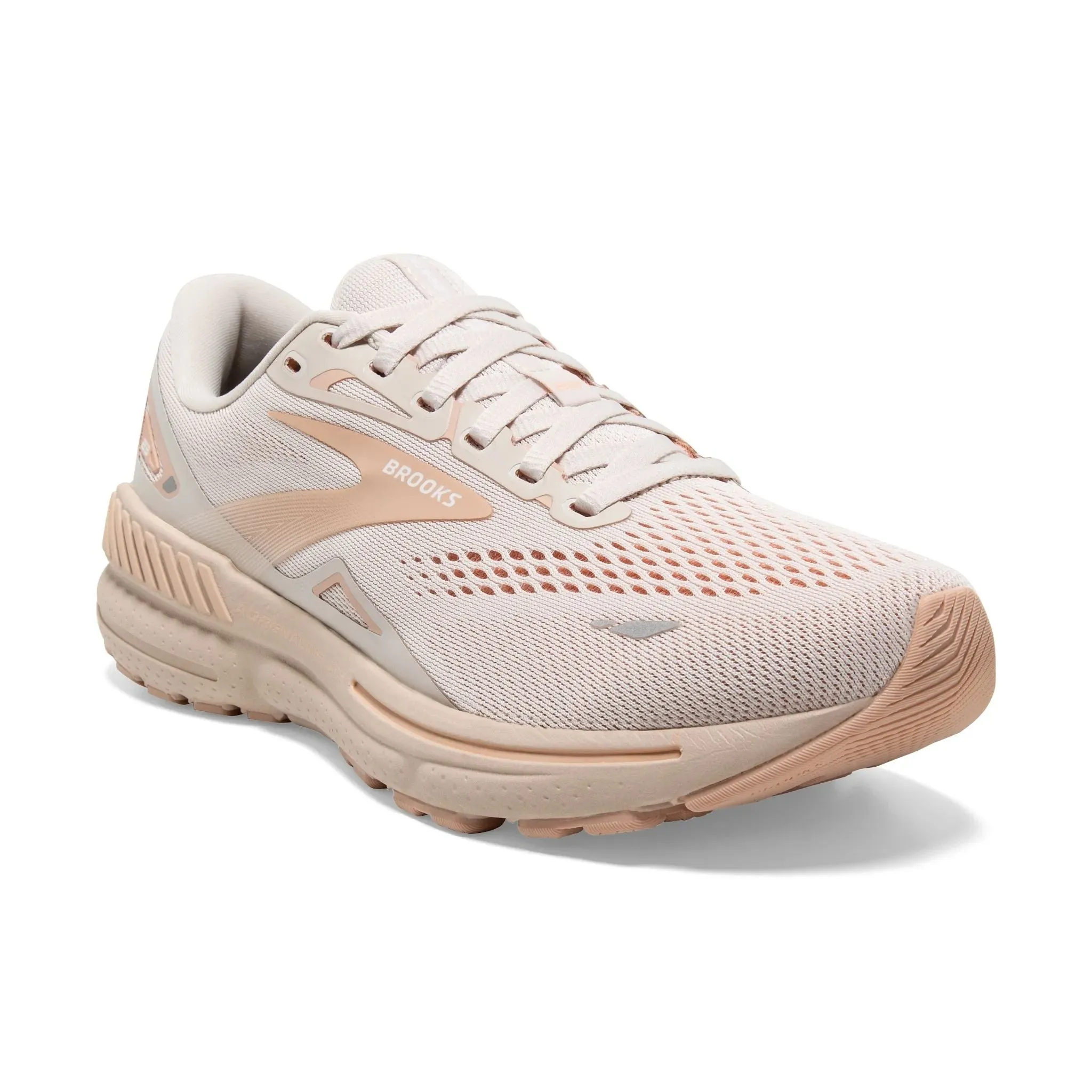 Brooks Women's 120381 259 Adrenaline GTS 23 Crystal Grey Villa White Cushion Support Running Shoes Balance Walk
