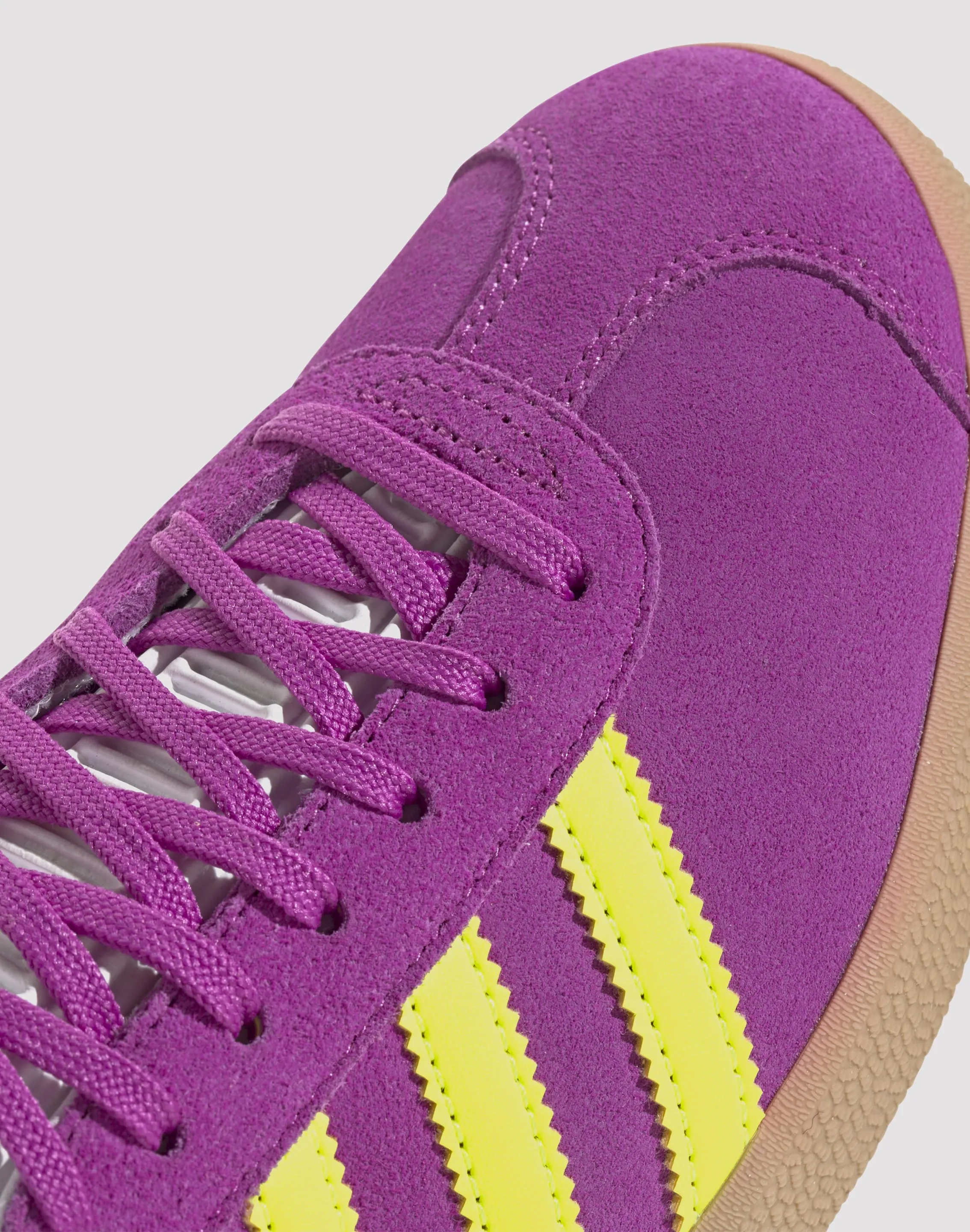 Soft Footbed Reinforced Lace Holes Adidas Originals Gazelle "Purple Burst/Solar Yellow/Off-White"