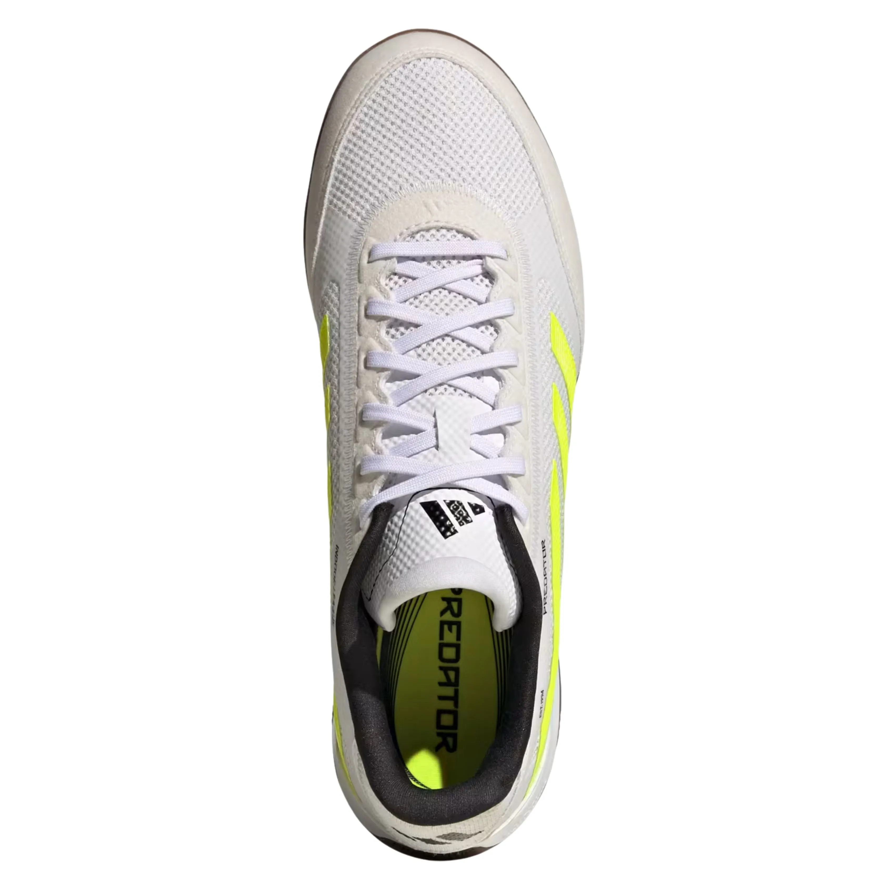 adidas Predator League Indoor Soccer Shoes (White/Lucid Lemon/Black) Slip-on kids' shoes Multi   Directional Flex