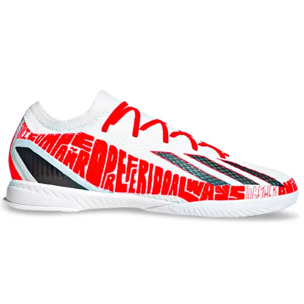 adidas X Speedportal Messi.3 Indoor Soccer Shoes (White/Solar Red) minimalist shoes college - campus shoes