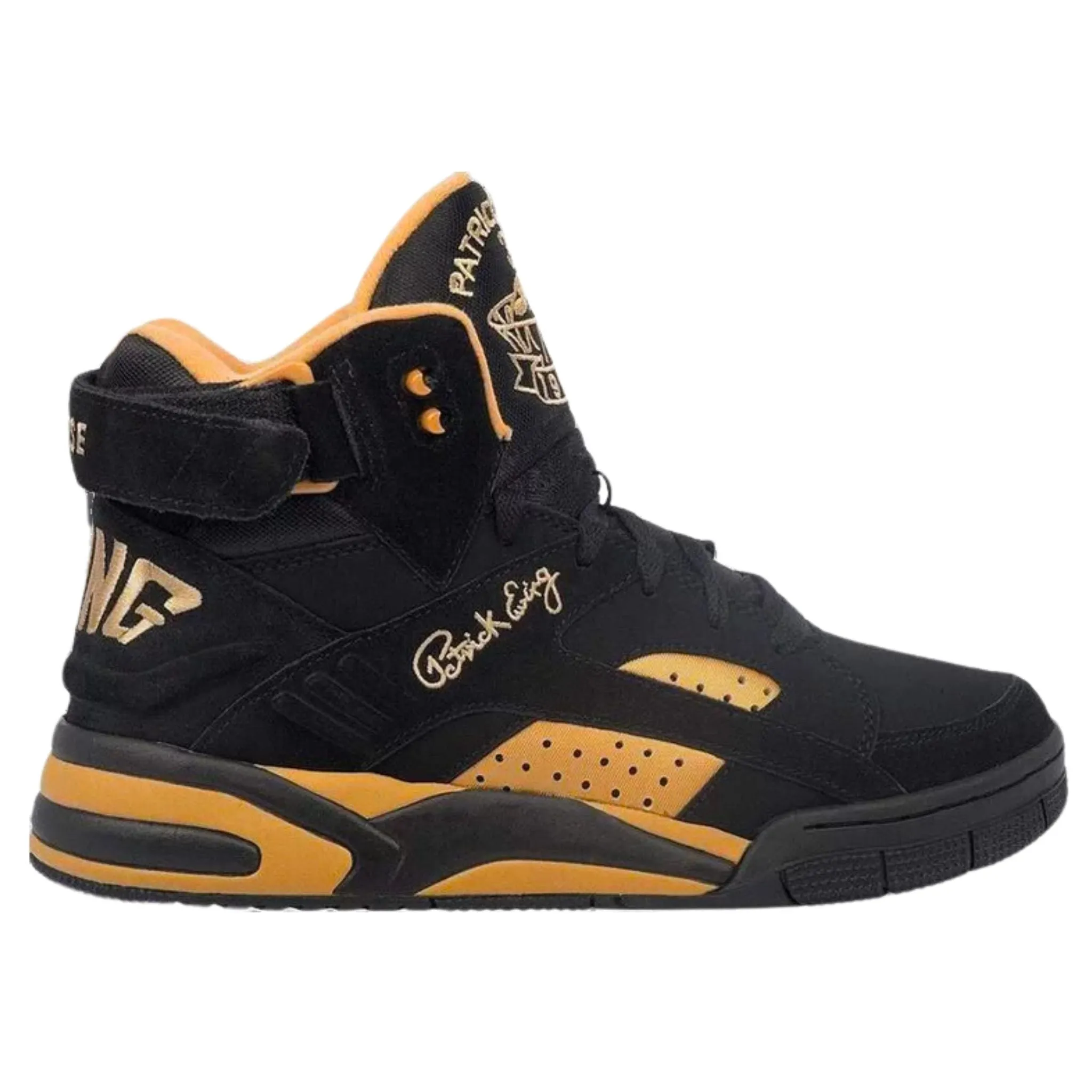 Patrick Ewing Athletics Men's 1BM00143-040 ECLIPSE Black Gold Basketball Shoes Power Grip