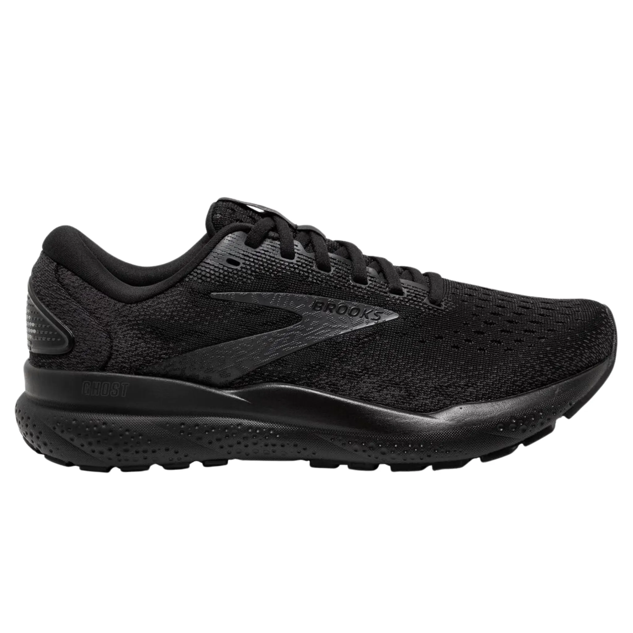 Ergonomic Heel Cup Design Brooks Women's 120407 020 Ghost 16 Black Black Ebony Cushion Support Running Shoes (EXTRA WIDE)