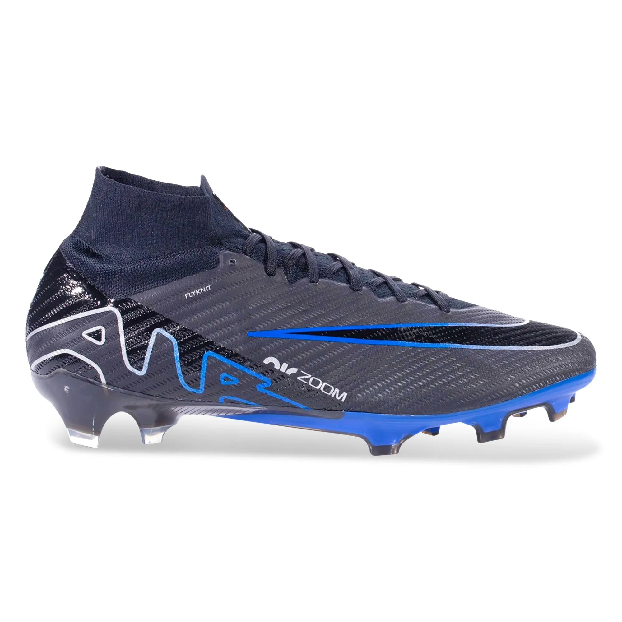 game - day essentials Adjustable Straps Nike Zoom Mercurial Superfly 9 Elite Firm Ground Firm Ground Soccer Cleat (Black/Chrome/Hyper Royal)