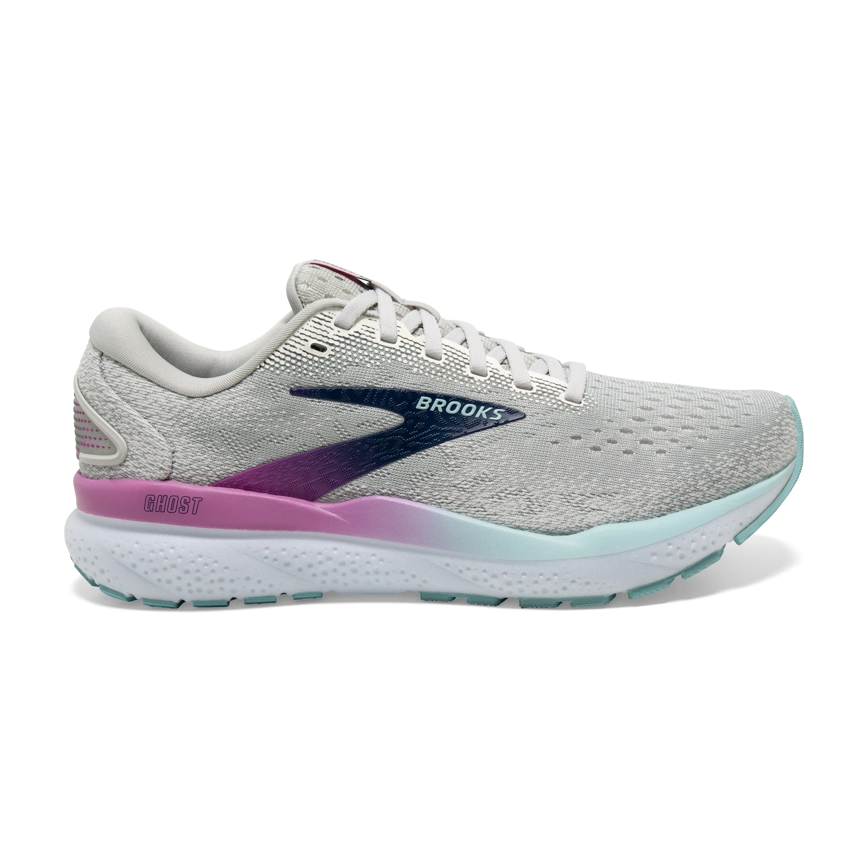 running with a minimalist style WOMEN'S GHOST 16 - B - 175 WHITE/GREY/ESTATE BLUE