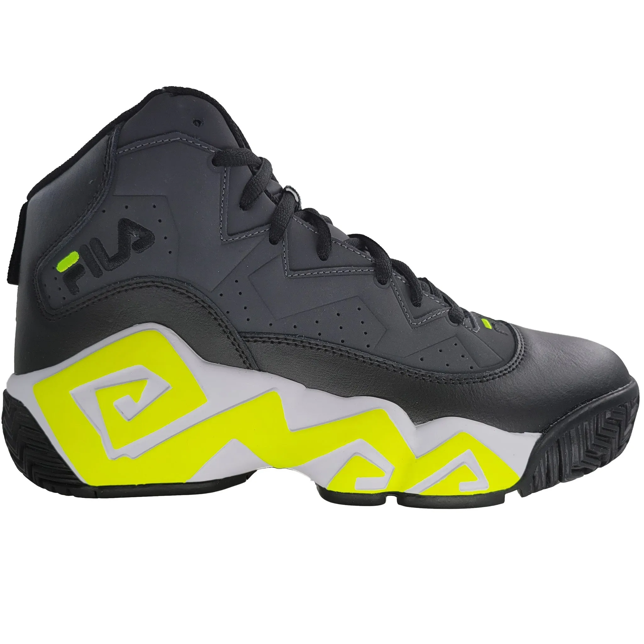 Fila Men's 1BM01078-055 MB Jamal Mashburn Dark Shadow Safety Yellow White Retro Basketball Shoes Hot Day Reinforced