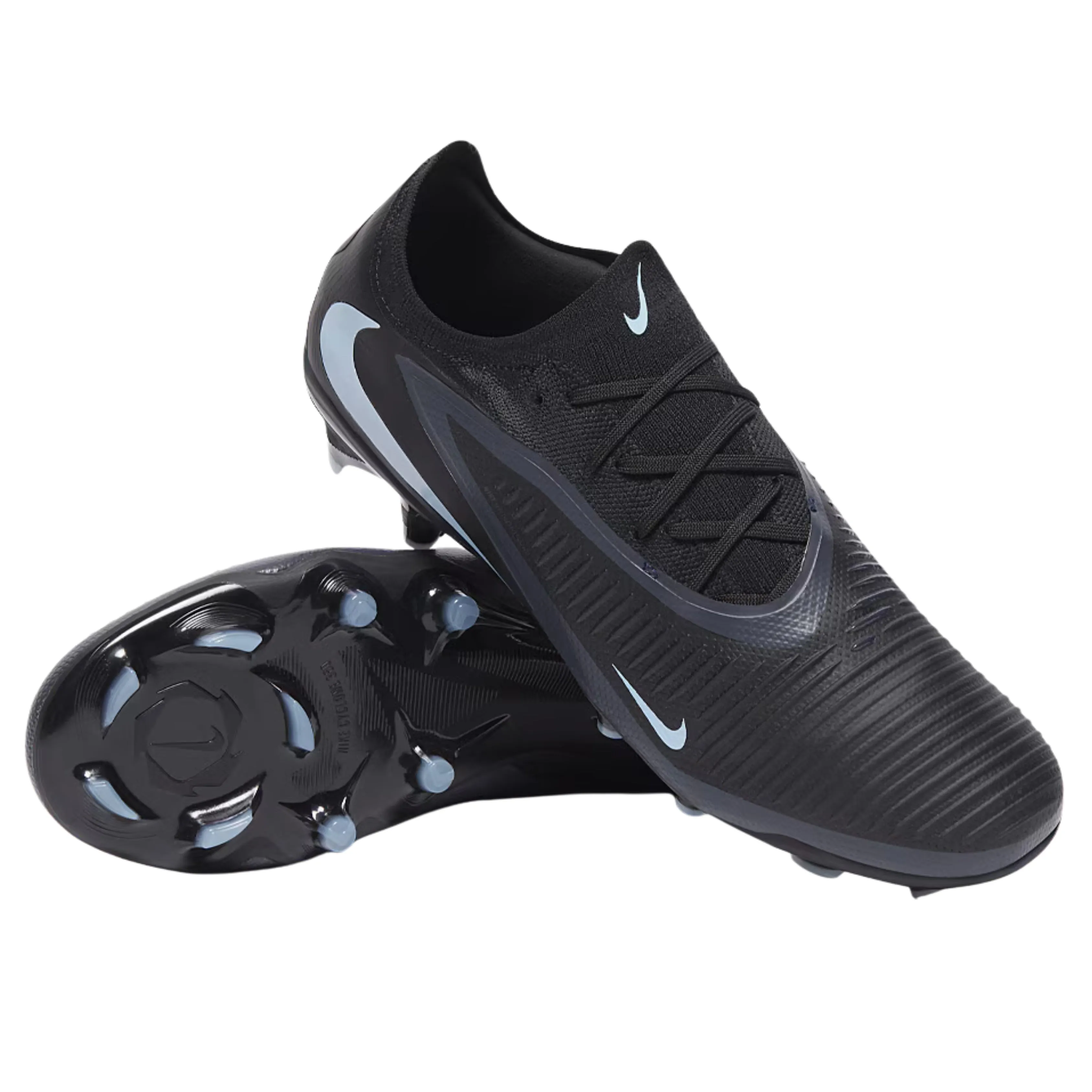 Nike Phantom 6 Low Pro Firm Ground Soccer Cleats (Black/Black) Pom-pom kids' shoes Molded Footbed