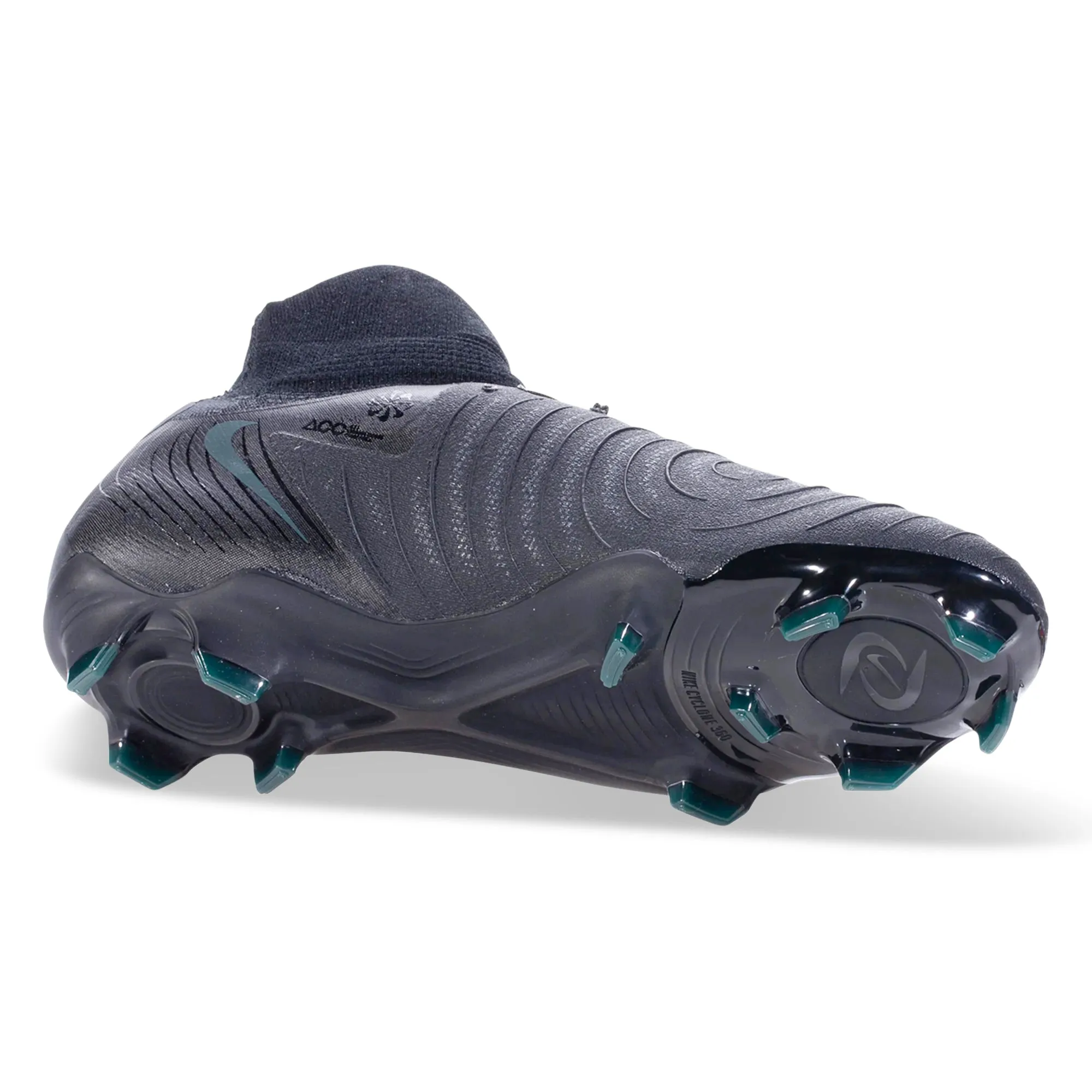 Multi Surface Slip   On Style Nike Phantom Luna II Pro FG Soccer Cleats (Black/Deep Jungle)