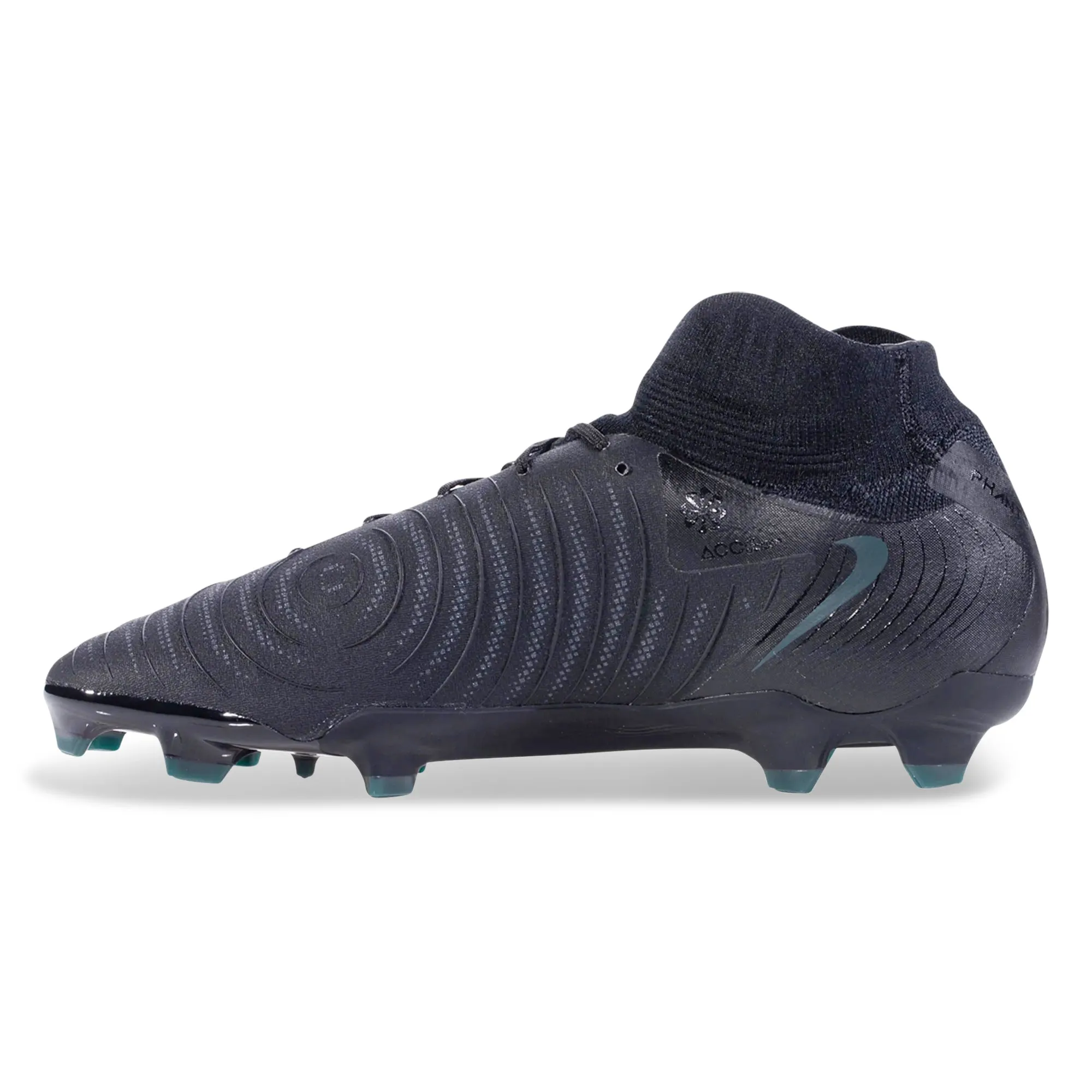 Nike Phantom Luna II Pro FG Soccer Cleats (Black/Deep Jungle) Contoured Footbed