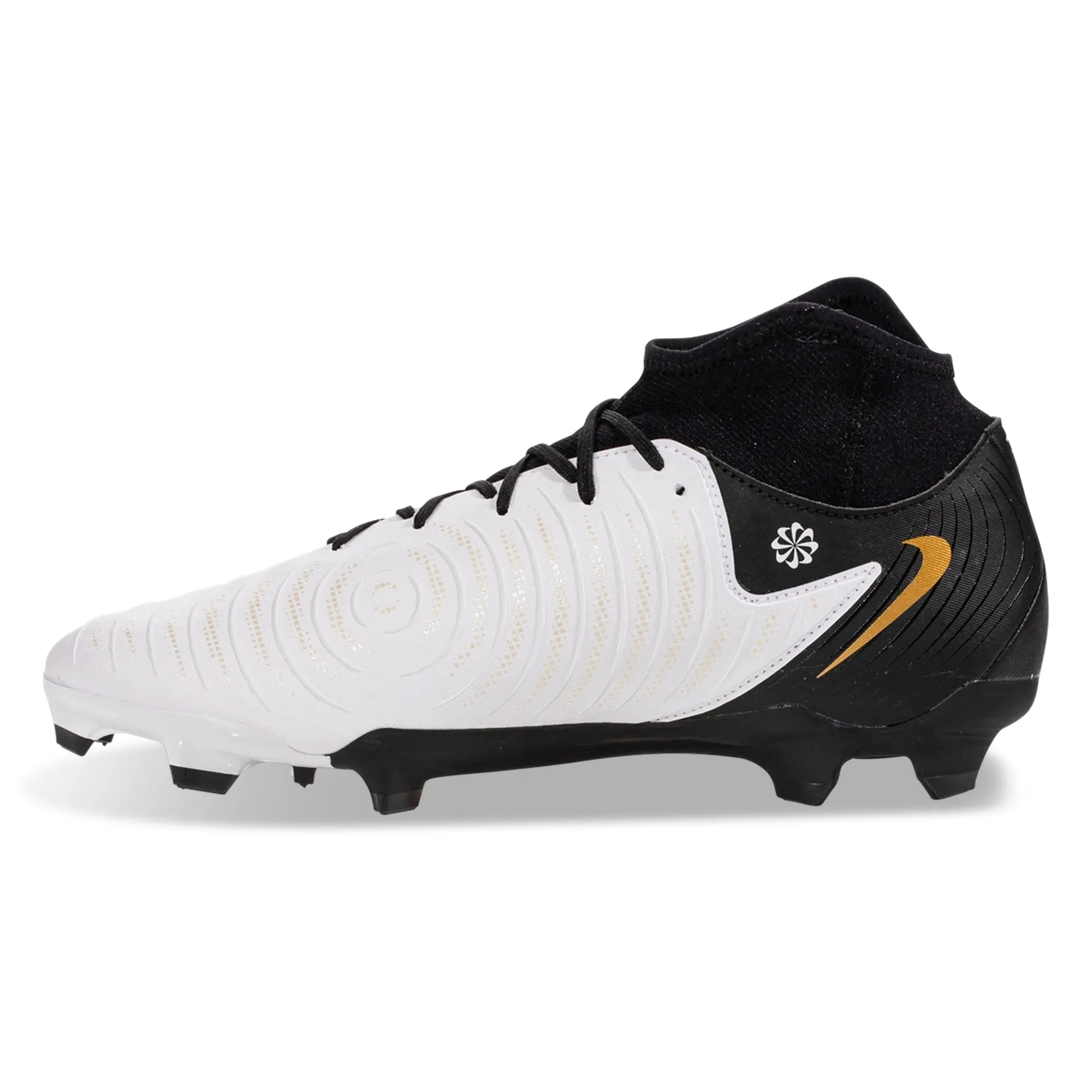 Nike Phantom Luna II Academy FG/MG Soccer Cleats (White/Black-Metallic Gold Coin) plyometric training rugby shoes