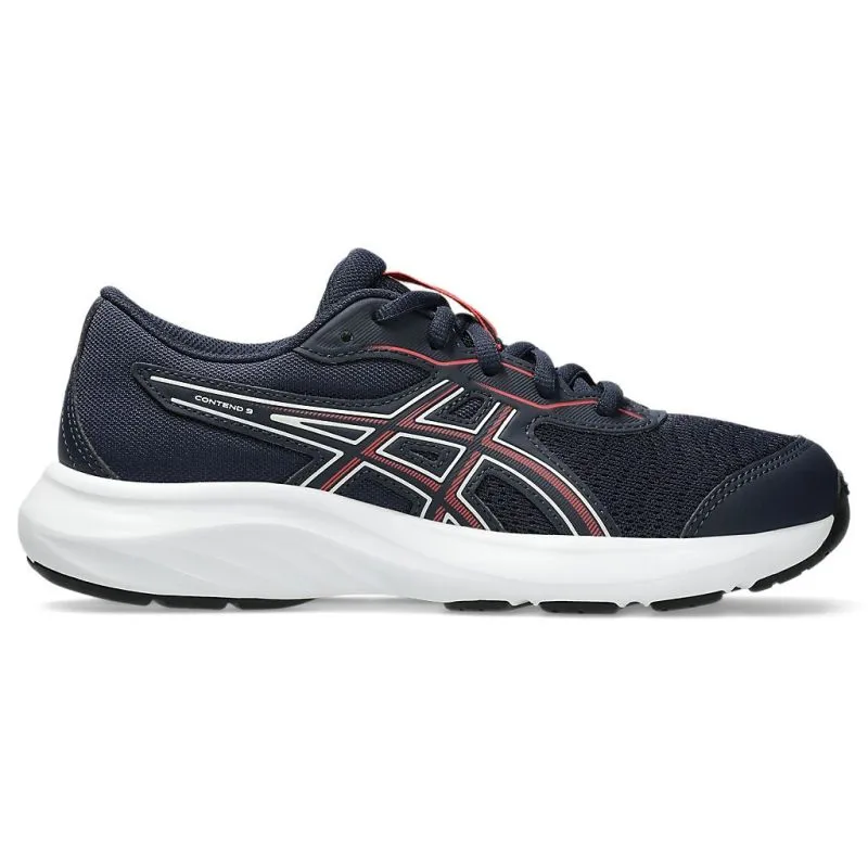 ASICS Contend 9 GS Kids Running Shoes running in a gorge area shoes running in a cable car station area shoes