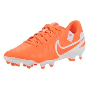 Pair of kids' shoes toe box roomy Nike Legend 10 Academy FG/MG Soccer Cleats (Hot Lava/White)