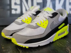 Easy   To   Clean Nike Air Max 90 Recraft White/Volt Yellow/Gray Running Shoes CD0490-101 Women 8