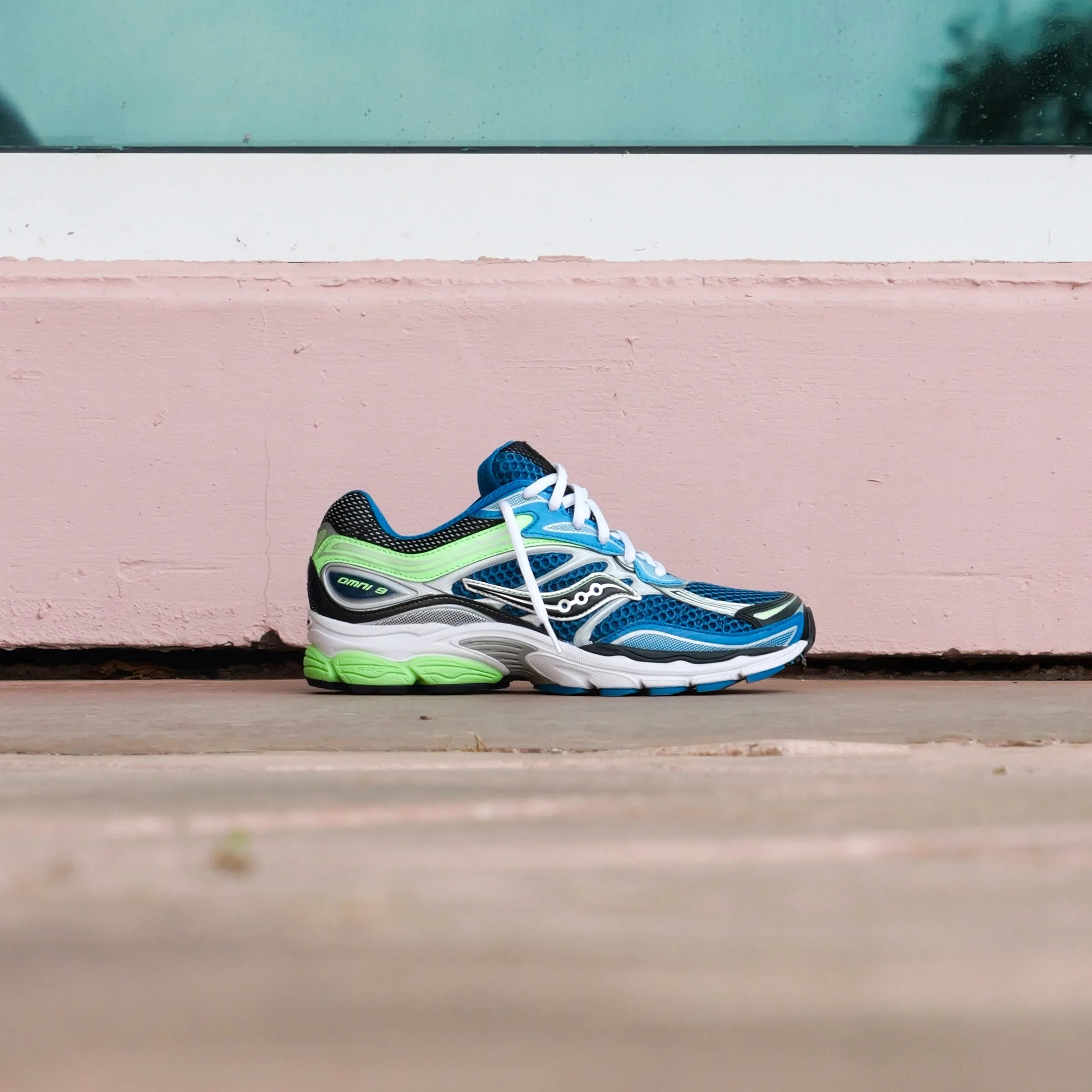 Mens Saucony ProGrid Omni 9 (Blue/Lime) fluorescent