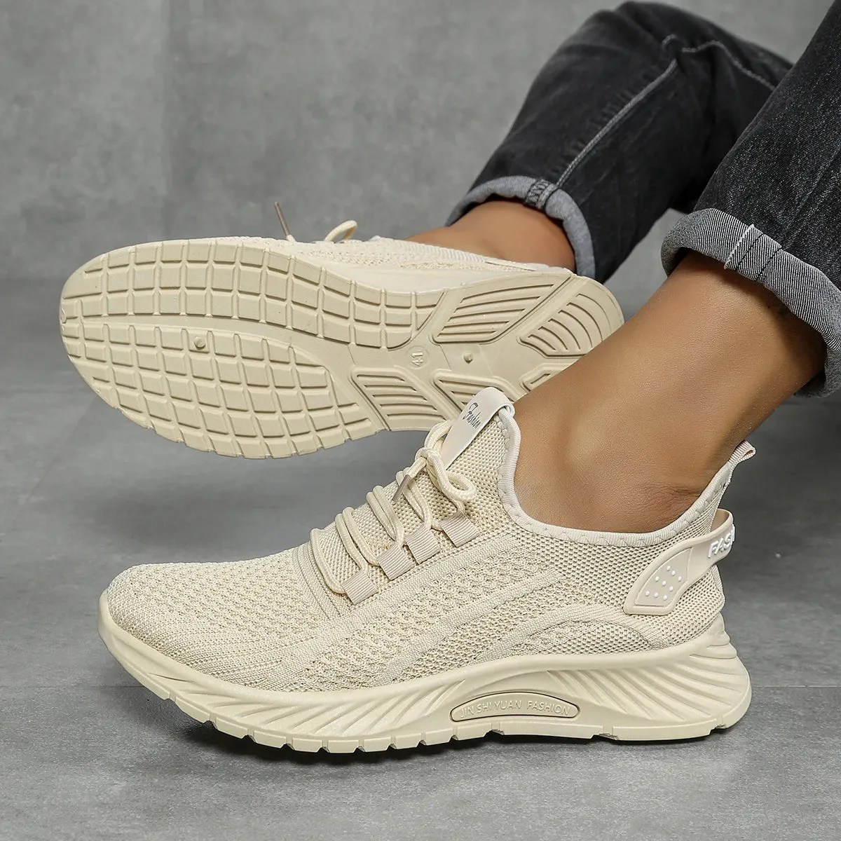Popular Pick Molded Heel 2025 new fashion leisure sports single shoes wholesale cross-border factory trend fly weaving women shoes casual sneaker