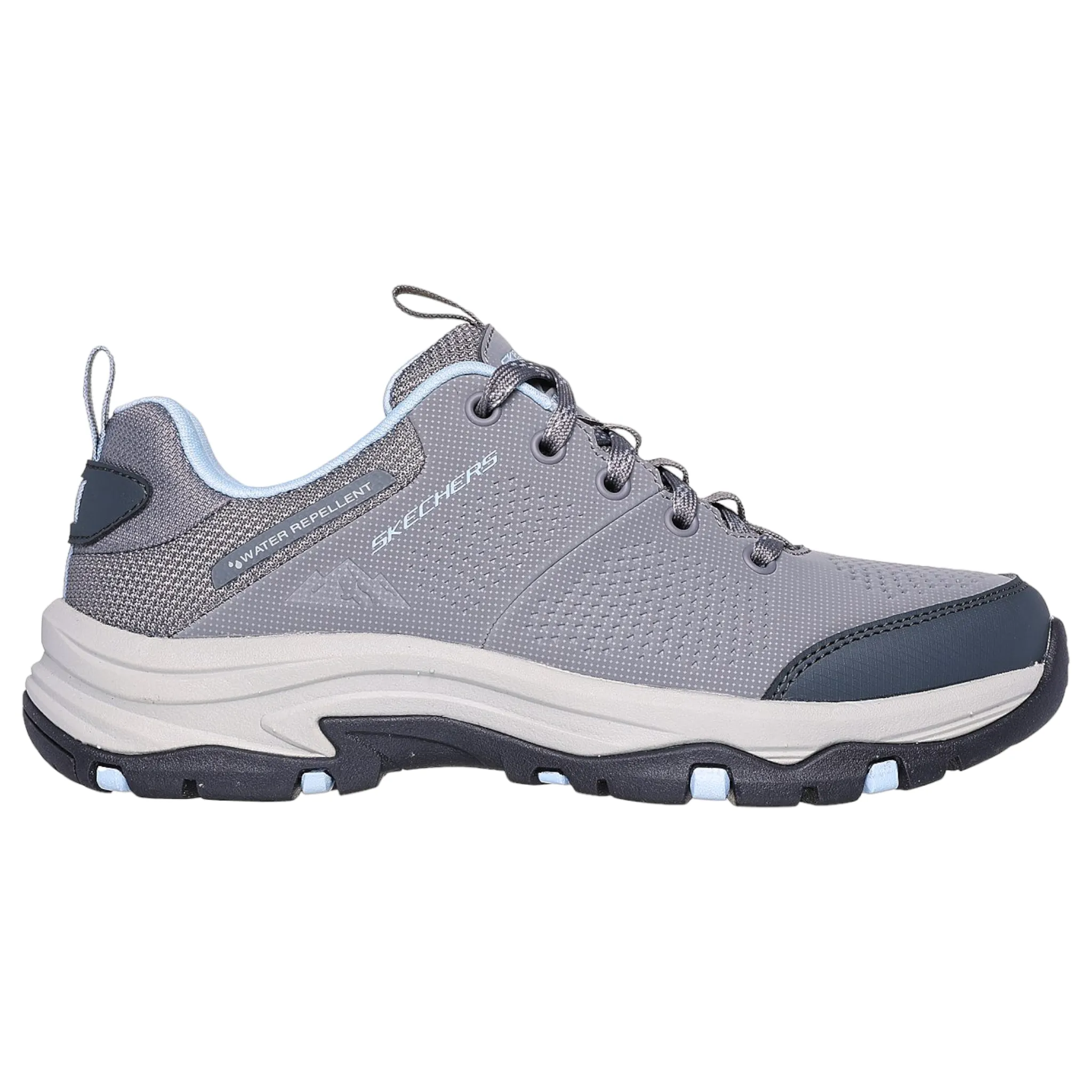 Skechers Women's 180006 Relaxed Fit Trego - Trail Destiny Gray Hiking Shoes Water Resistant Lining Sneaker Inserts