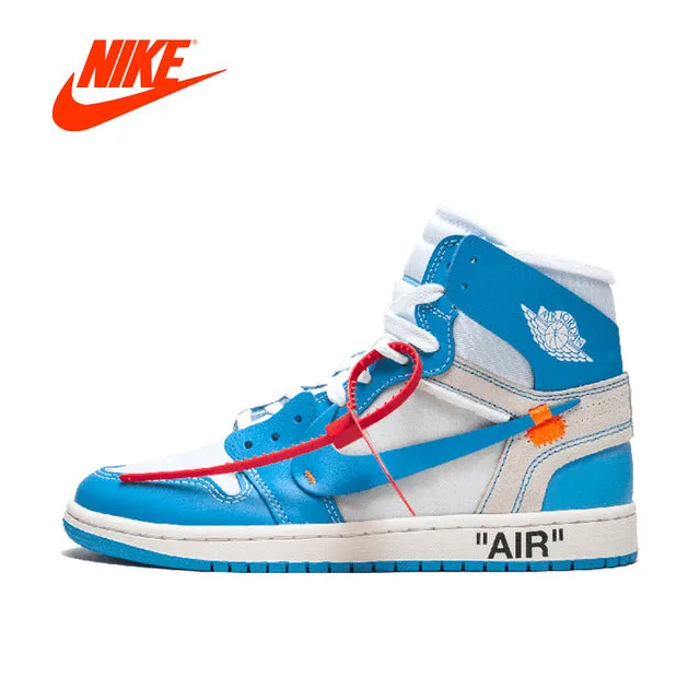 Street Play Ventilation Channels Design Original New Arrival Authentic NIKE Air Jordan 1 x Off-White Men's Basketball Shoes Sneakers AJ1 Comfortable AQ0818-148