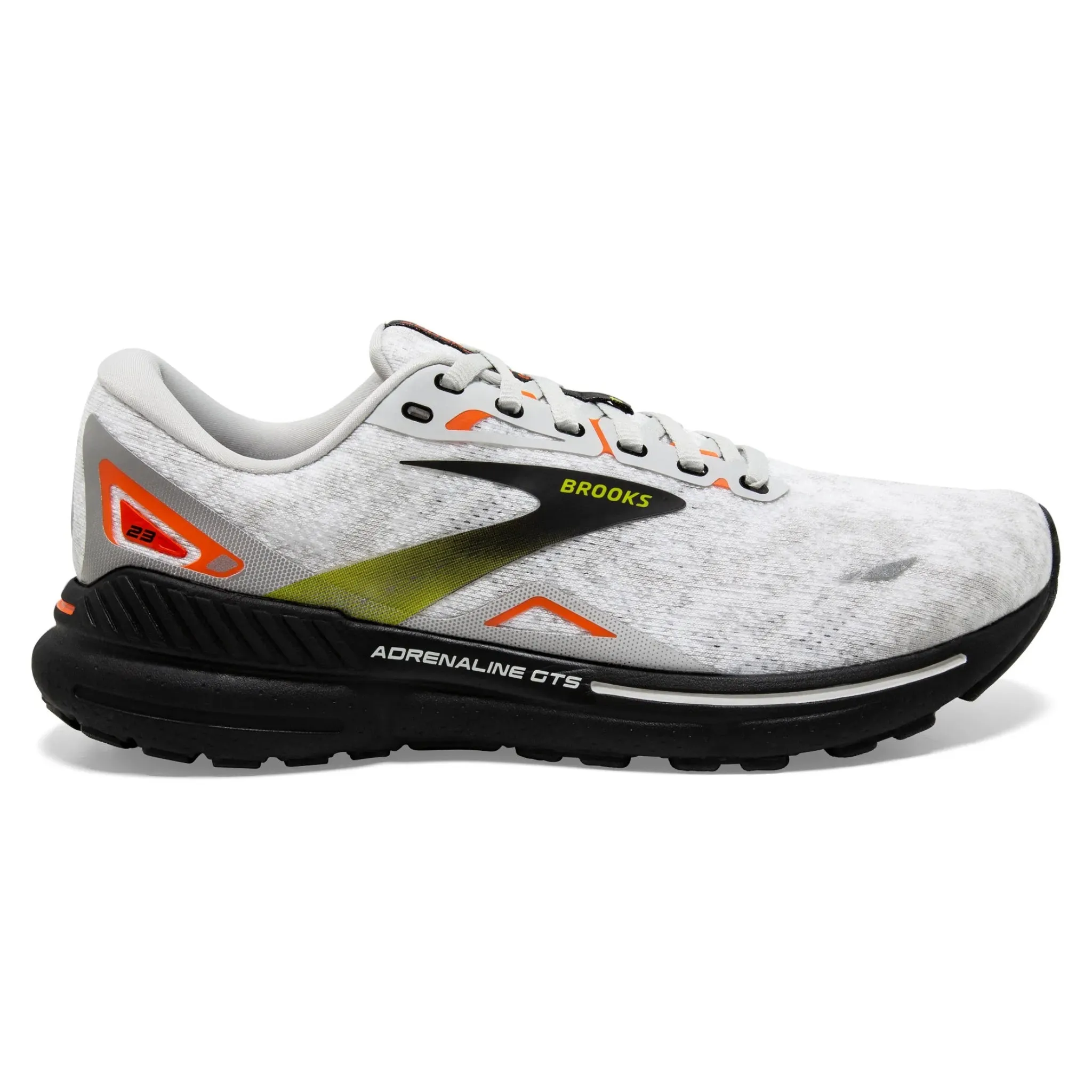 Icon Walk Pure Black Brooks Men's 110391 017 Adrenaline GTS 23  Oyster Black Red Cushion Support Running Shoes
