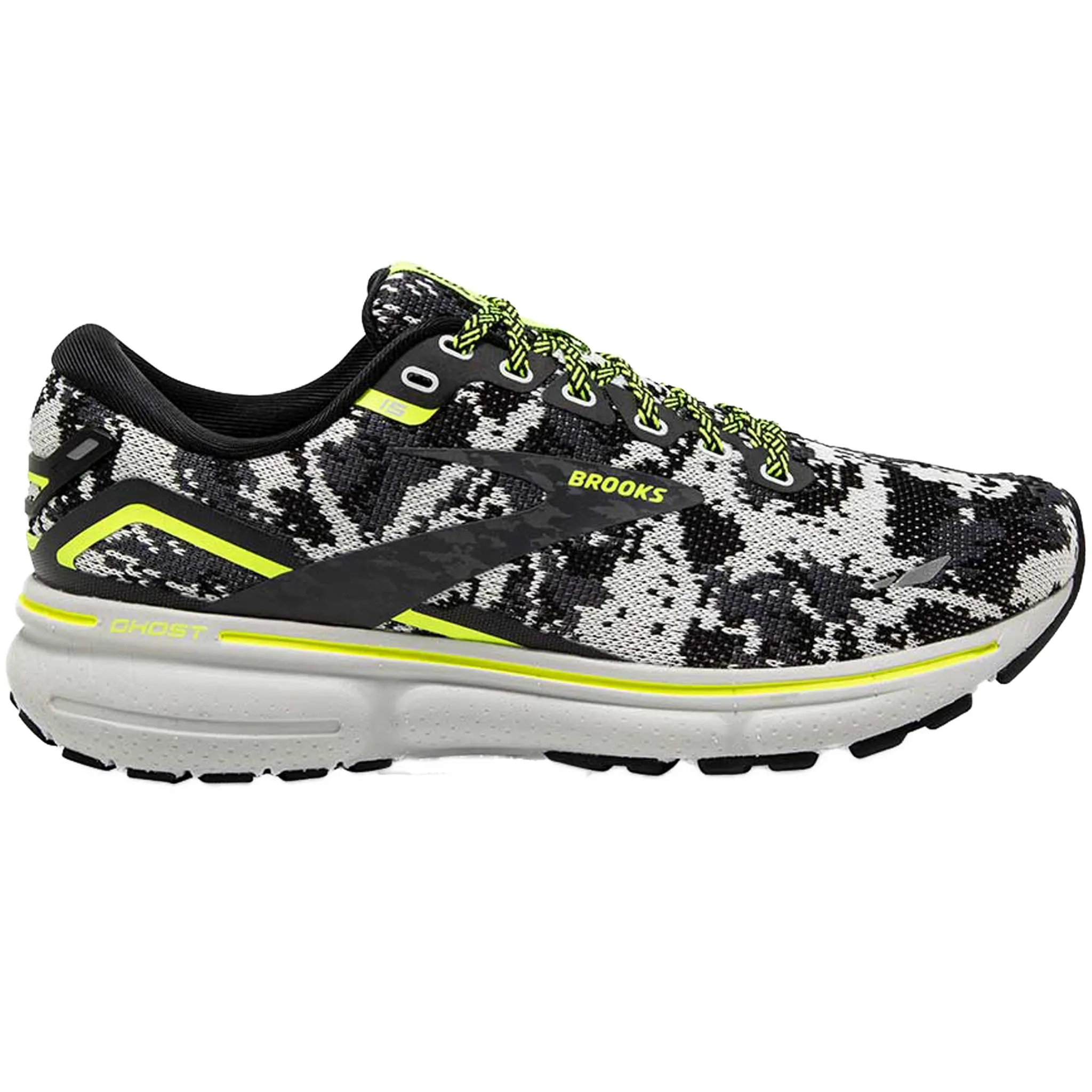 Gloss Finish Brooks Men's 110393 029 Ghost 15 Black Ebony Nightlife Cushion Neutral Running Shoes
