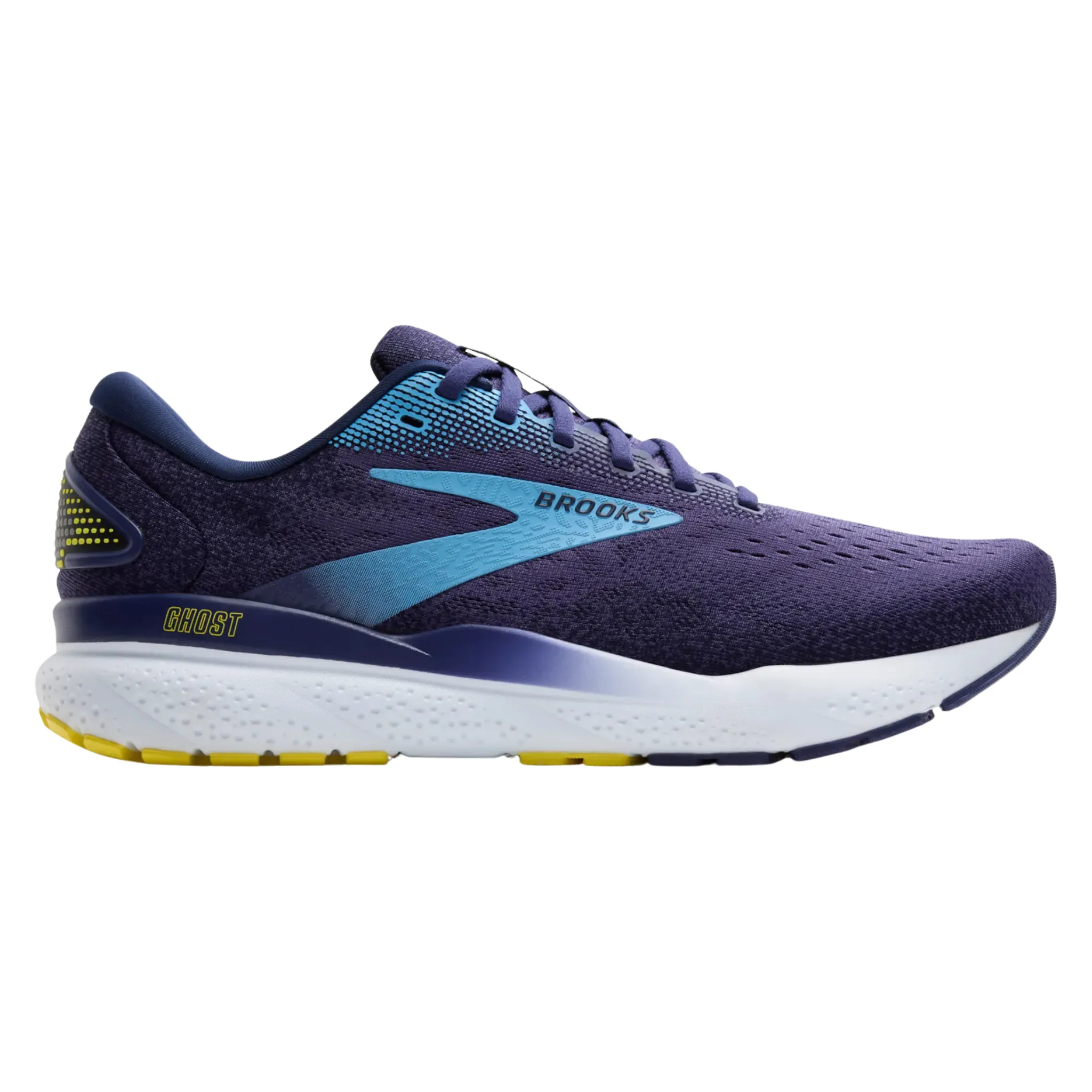Brooks Men's 110418 438 Ghost 16 Blue Bonnie Blue Yellow Cushion Support Running Shoes Breathable Upper