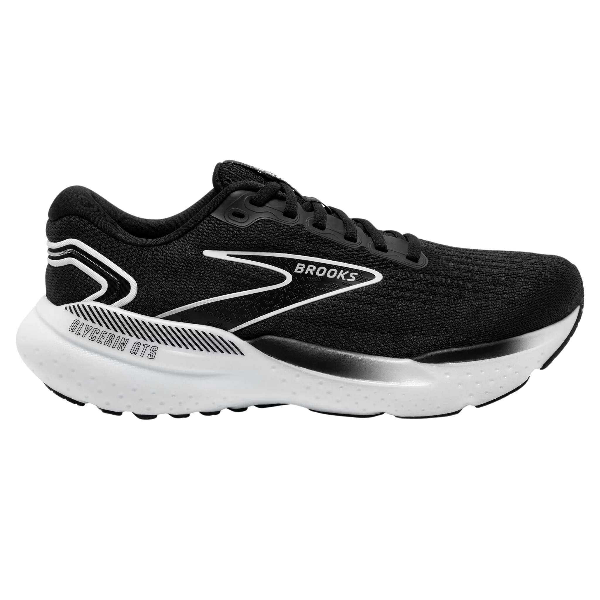 Training Strong Stitching Brooks Men's 110420 090 Glycerin GTS 21 Black Grey White Cushion Support Running Shoes (WIDE)