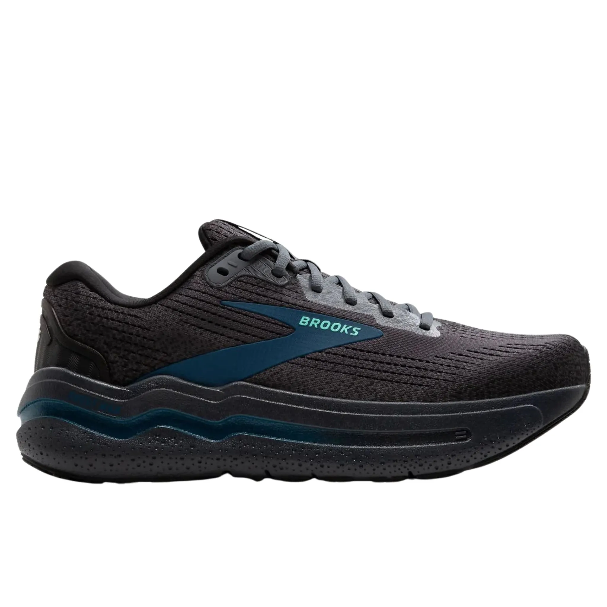 Brooks Men's 110431 081 Ghost Max 2 Ebony Cockatoo Blue Sapphire Cushion Neutral Running Shoes (WIDE) Dry Fast zipper
