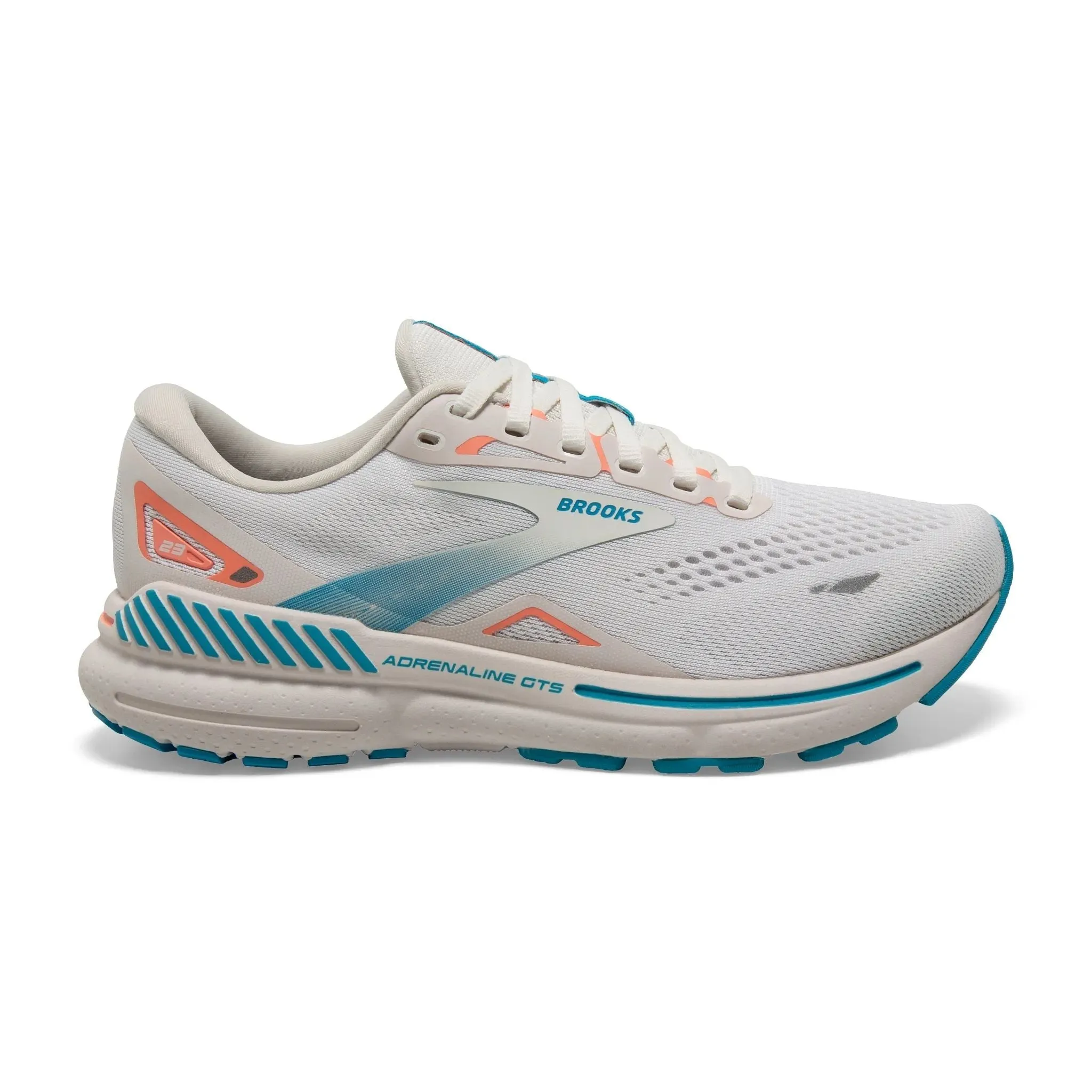 TPU Reinforcement Memory Foam Insert Brooks Women's 120381 152 Adrenaline GTS 23 Coconut Papaya Blue Cushion Support Running Shoes
