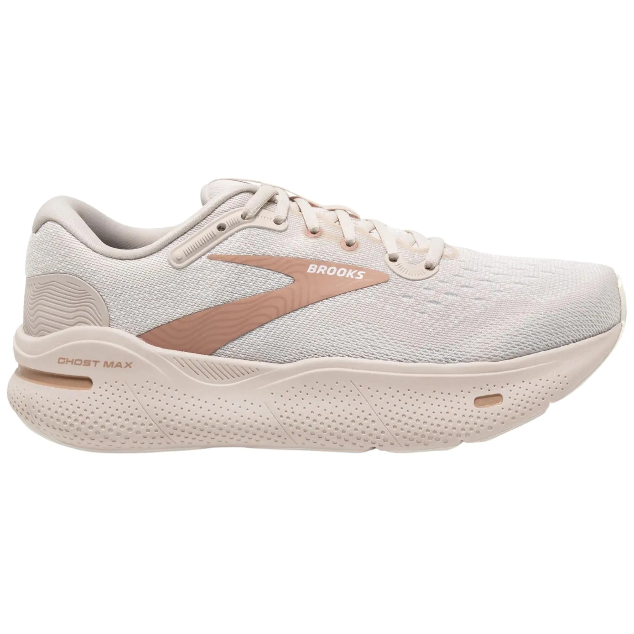 Brooks Women's 120395 135 Ghost Max Crystal Gray White Tuscany Cushion Neutral Running Shoes Slim wear Woven TPU Cage