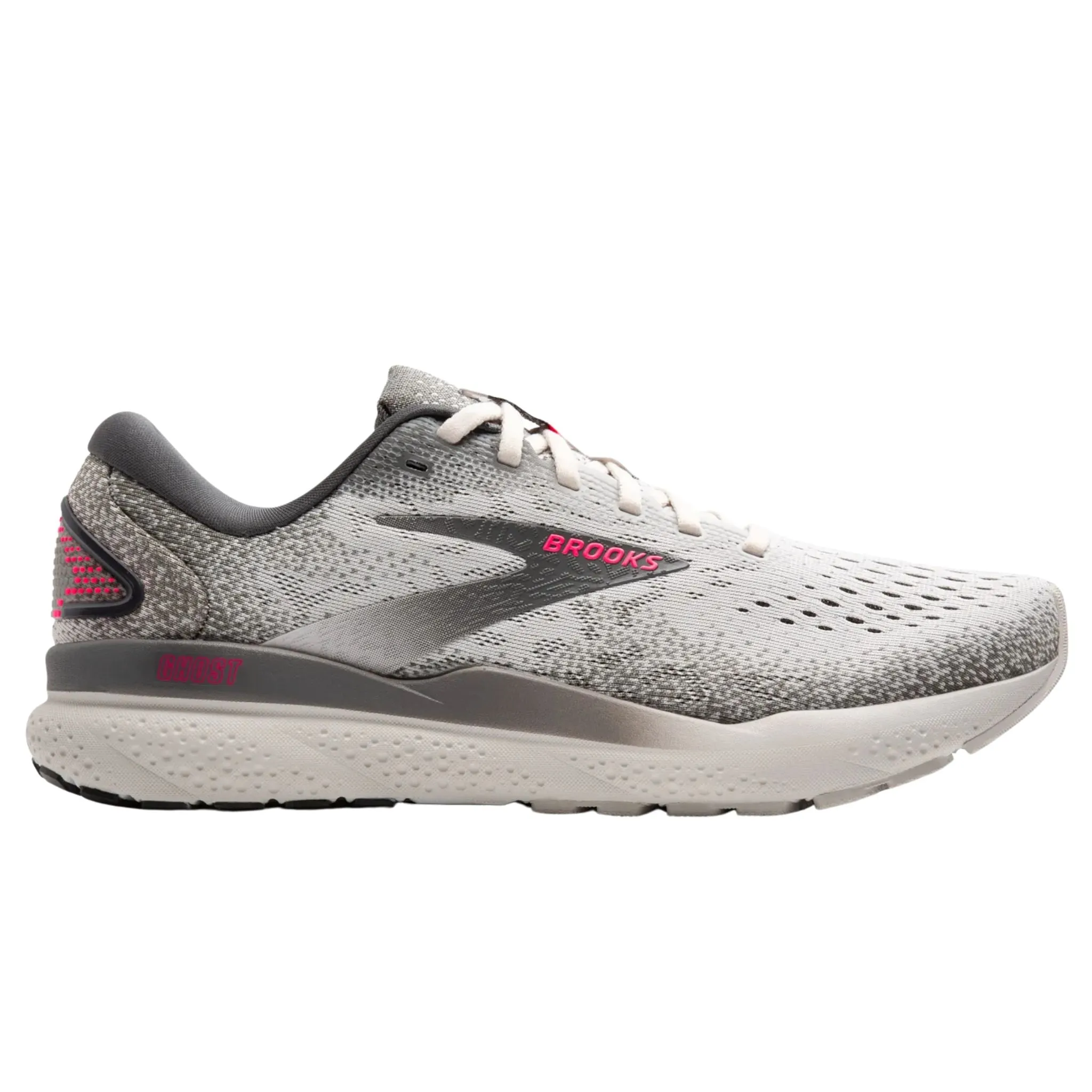 Brooks Women's 120407 006 Ghost 16 Grey Gargoyle Pink Cushion Support Running Shoes Style