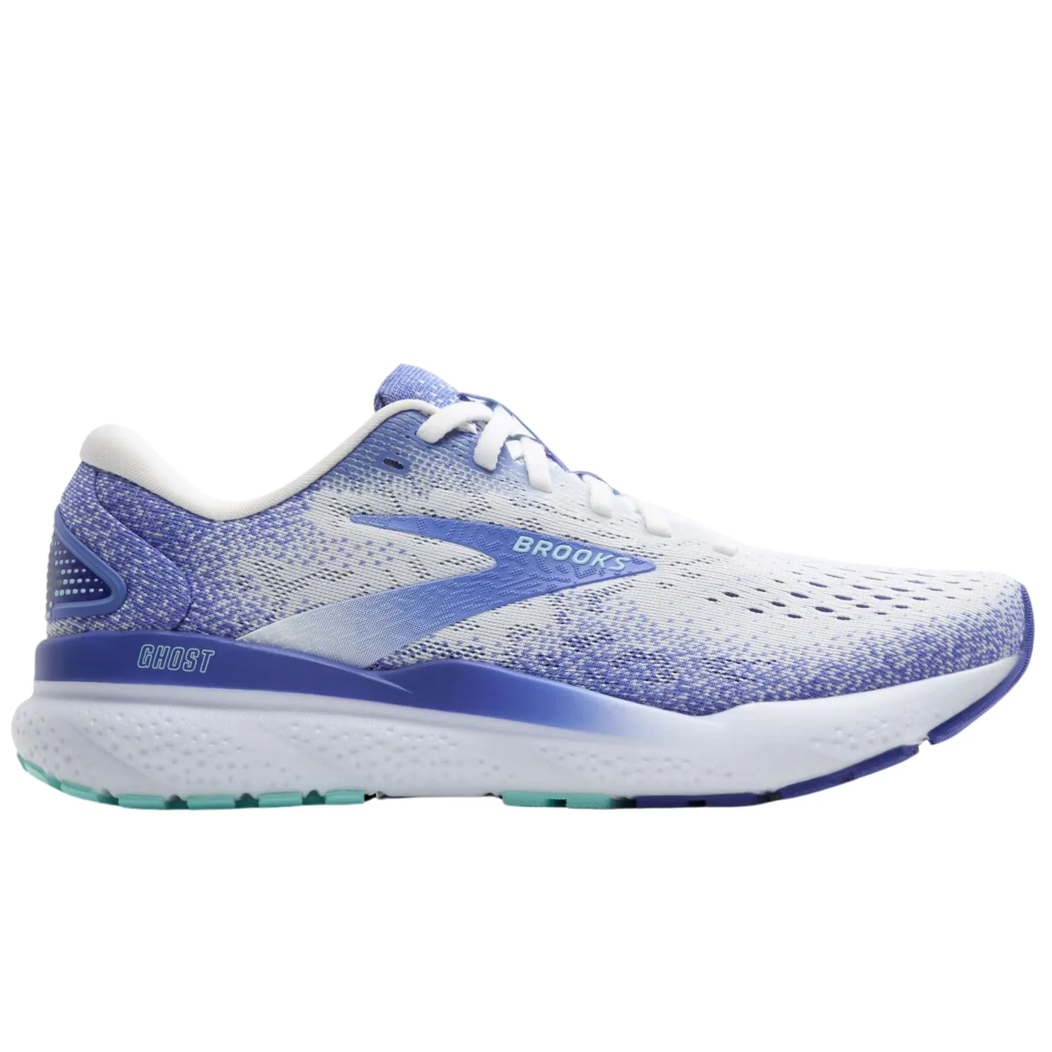 Brooks Women's 120407 152 Ghost 16 White Amparo Blue Limpet Shell Cushion Support Running Shoes Style Odor Eliminating