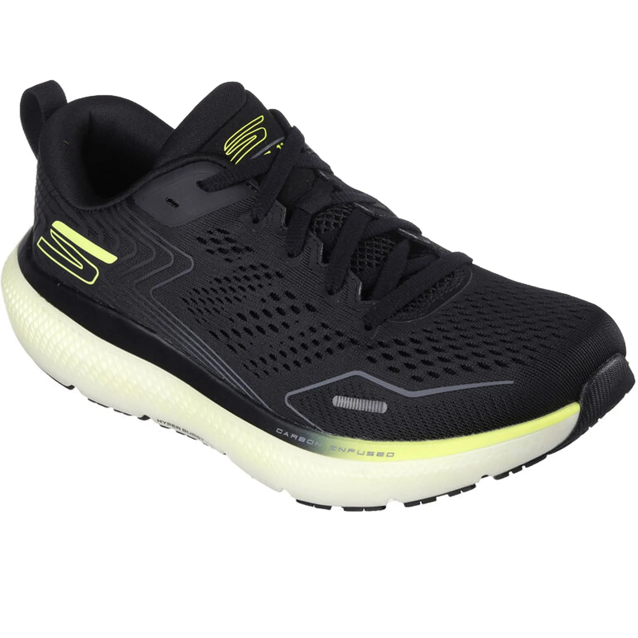 Skechers Men's 246079 Go Run Ride 11 Black White Archfit Running Shoes Jungle Path