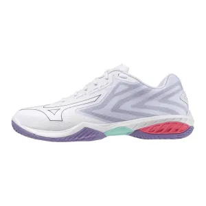 Fast Dry Quick Edge (CLEARANCE) MIZUNO WAVE CLAW EL 2 Badminton Shoes White/Violet Indigo/Camellia Rose UNISEX