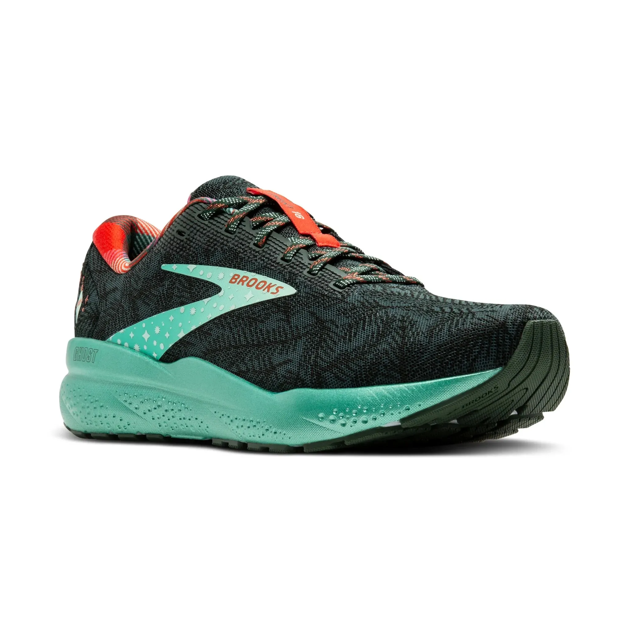 Stone Grip Fitness Brooks Men's 110418 389 Ghost 16 Christmas Posy Sycamore Fiesta Cushion Support Running Shoes