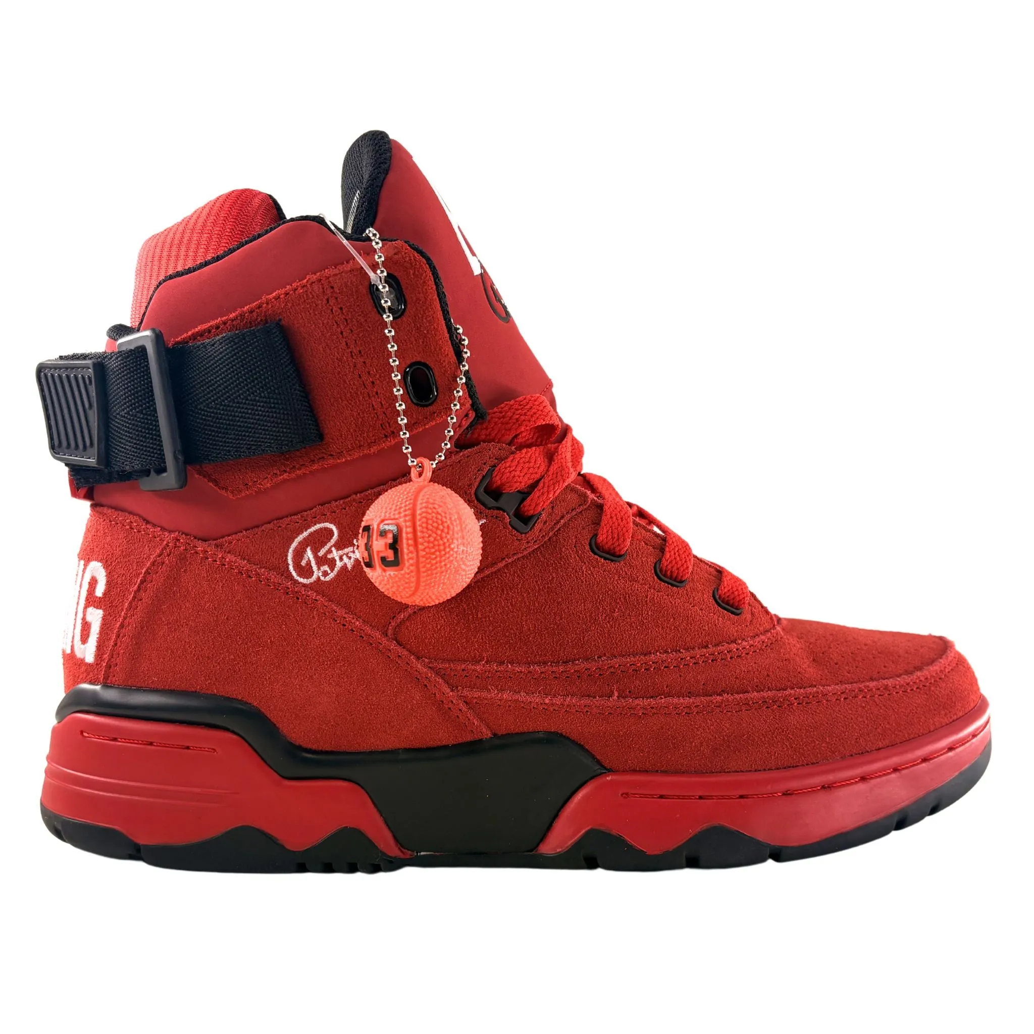 Stretchable Patrick Ewing Athletics Men's 1EW90013-601 33 HI OG Red Black White Basketball Shoes
