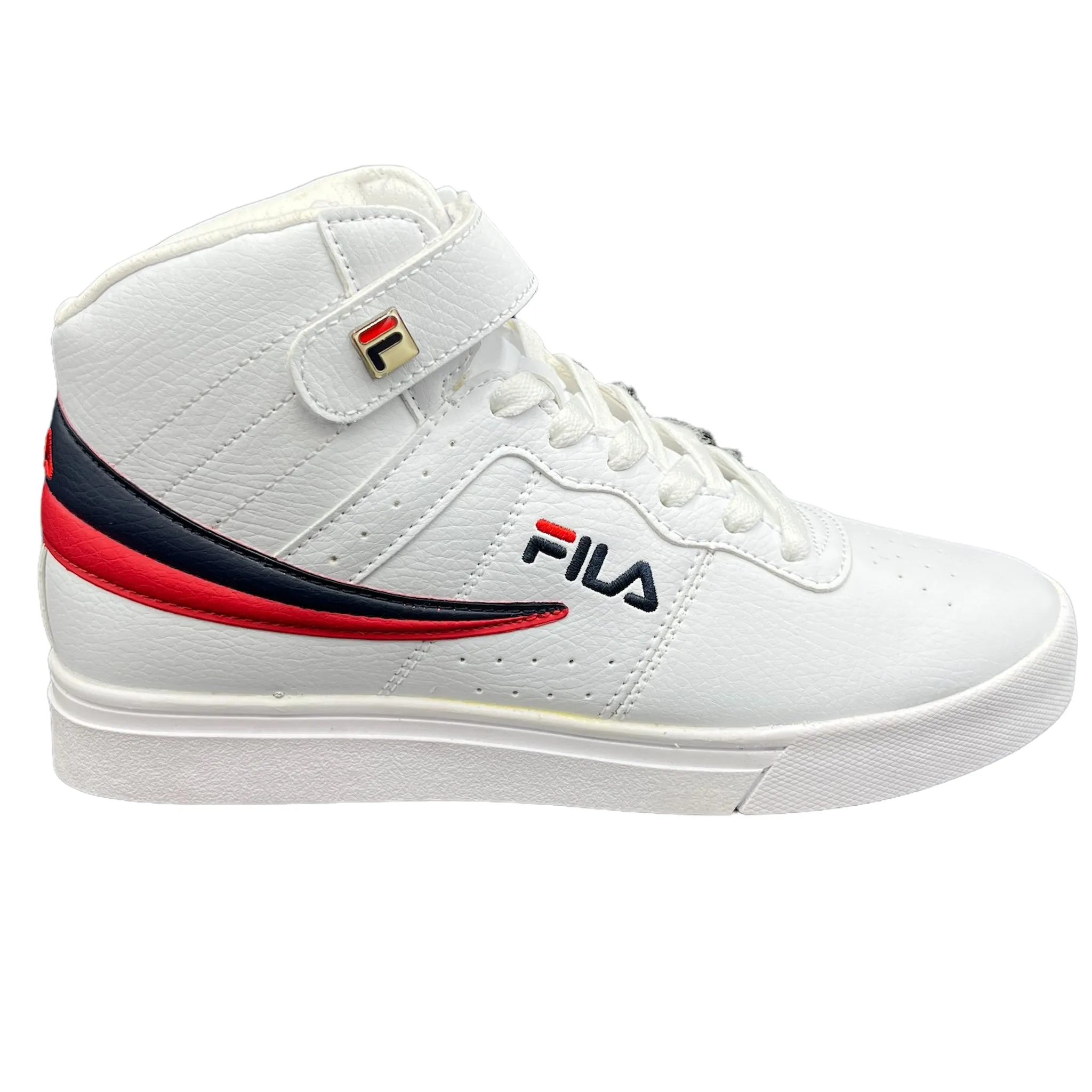 Studded Trim Clean Style Fila Men's Vulc 13 Mid White Navy Red Casual Shoes 1SC60526-150