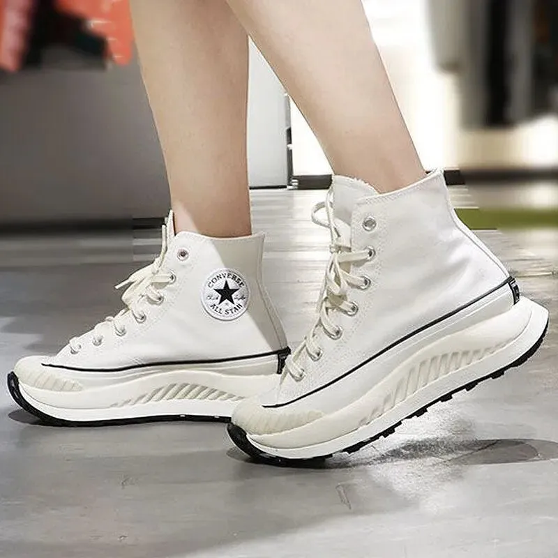 Converse men's and women's shoes 2024 autumn thick sole wear resistant fashion comfortable leisure sports canvas shoes A01682 Quick Release Fashionable Look