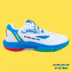Victor x Crayon Shin Chan Junior Badminton Shoes A39JRCS AF (White /Blue) Start Edge