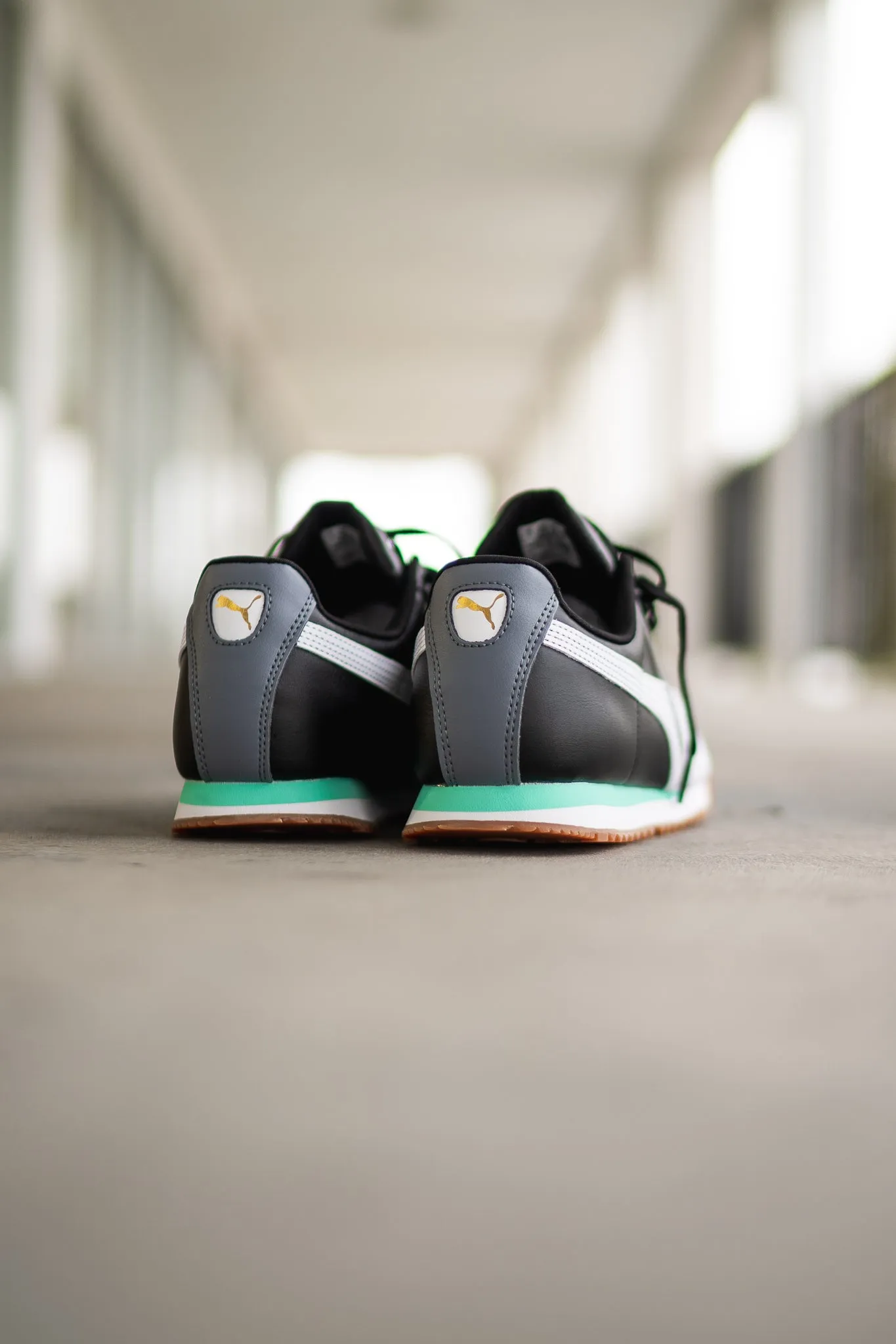 Stylish Support running - specific features Men's Puma Roma Basic (Black/White/Mint)
