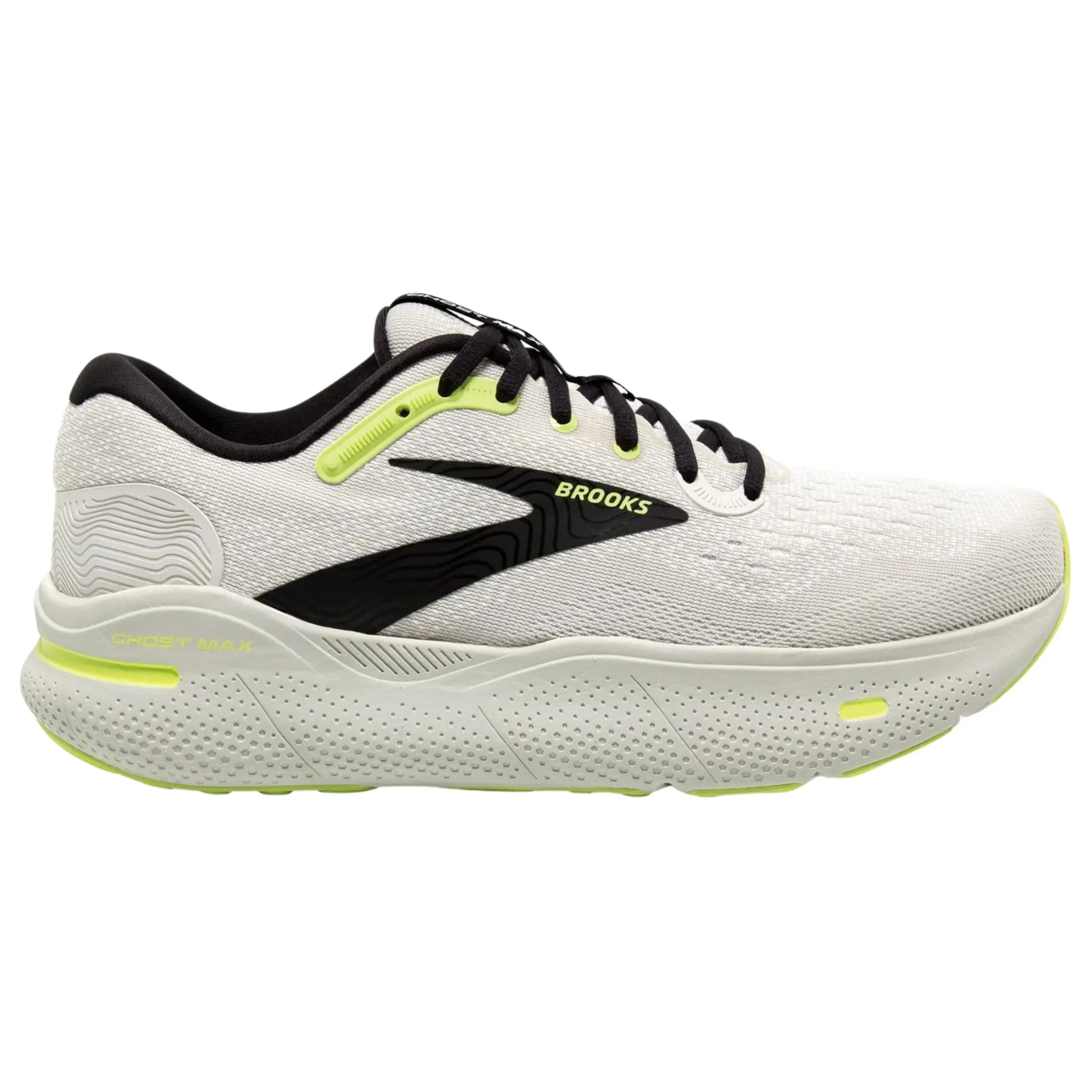 Fast pace Brooks Men's 110406 071 Ghost Max Grey Black Sharp Green Cushion Running Shoes