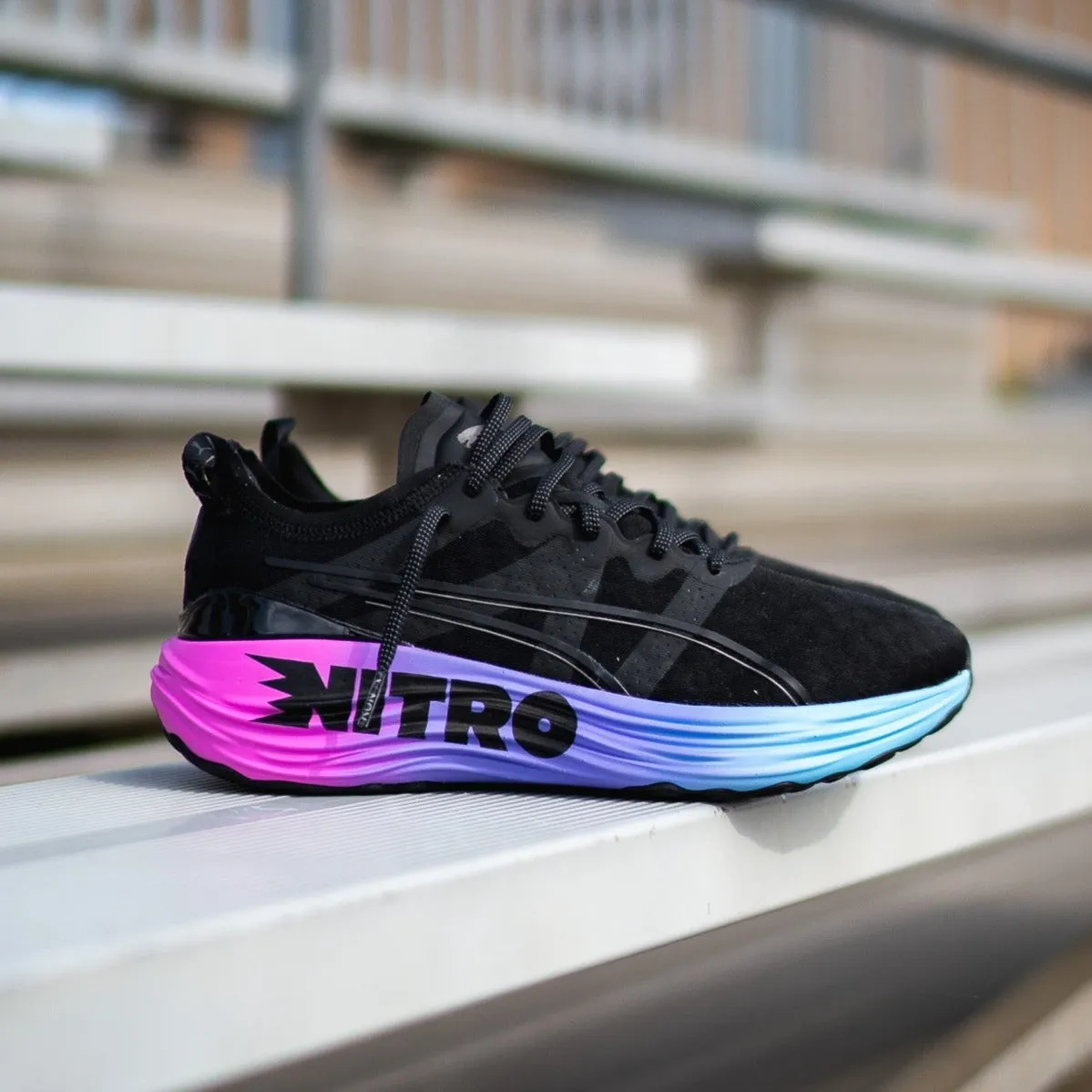 workers' Mens Puma ForeverRun Nitro Sunset (Black/Luminous Blue)