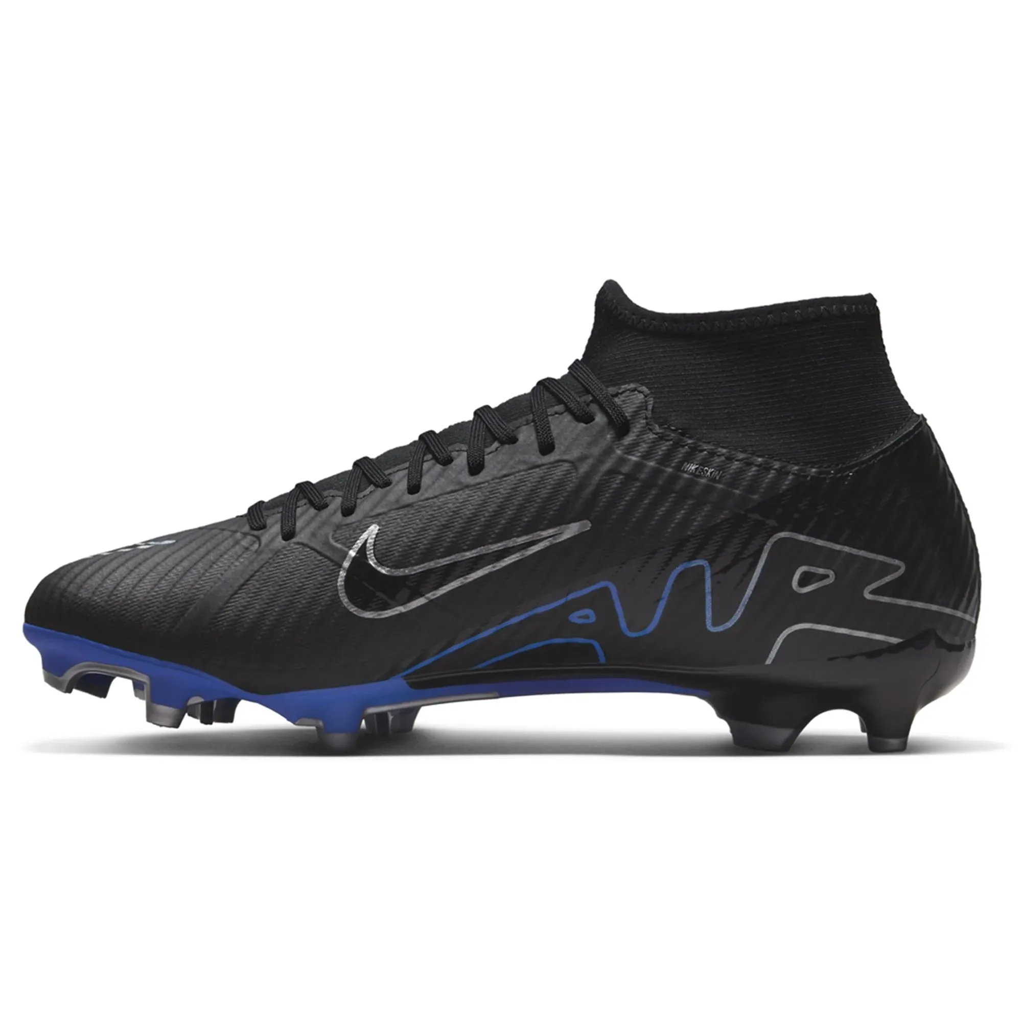 Nike Zoom Superfly 9 Academy FG/MG Soccer Cleats (Black/Chrome-Hyper Royal) Comfortable Arch