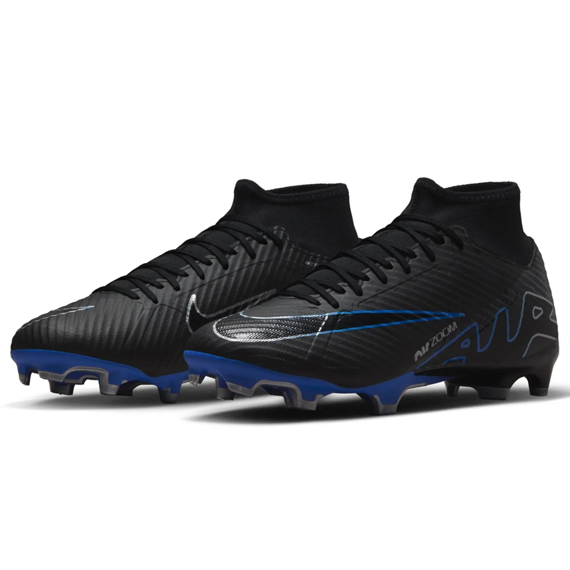 ice hockey boots multi - purpose shoes Nike Zoom Superfly 9 Academy FG/MG Soccer Cleats (Black/Chrome-Hyper Royal)