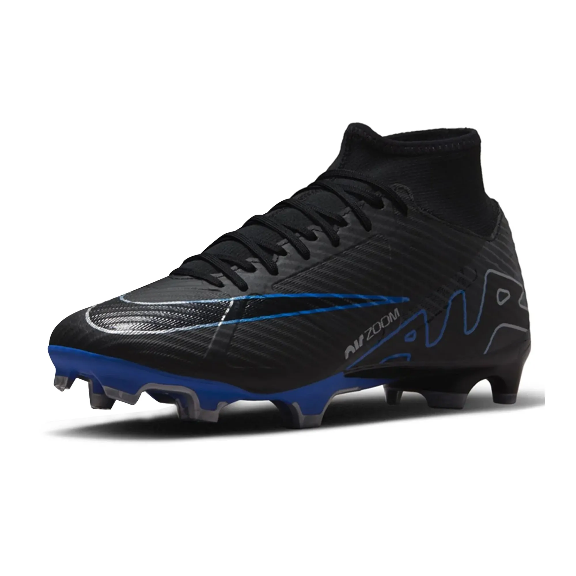 Nike Zoom Superfly 9 Academy FG/MG Soccer Cleats (Black/Chrome-Hyper Royal) Casual