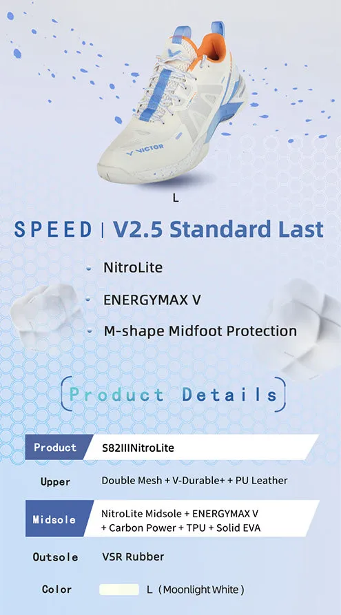 Rare Energy One Victor S82III-NitroLite Court Shoe [Lunar White]