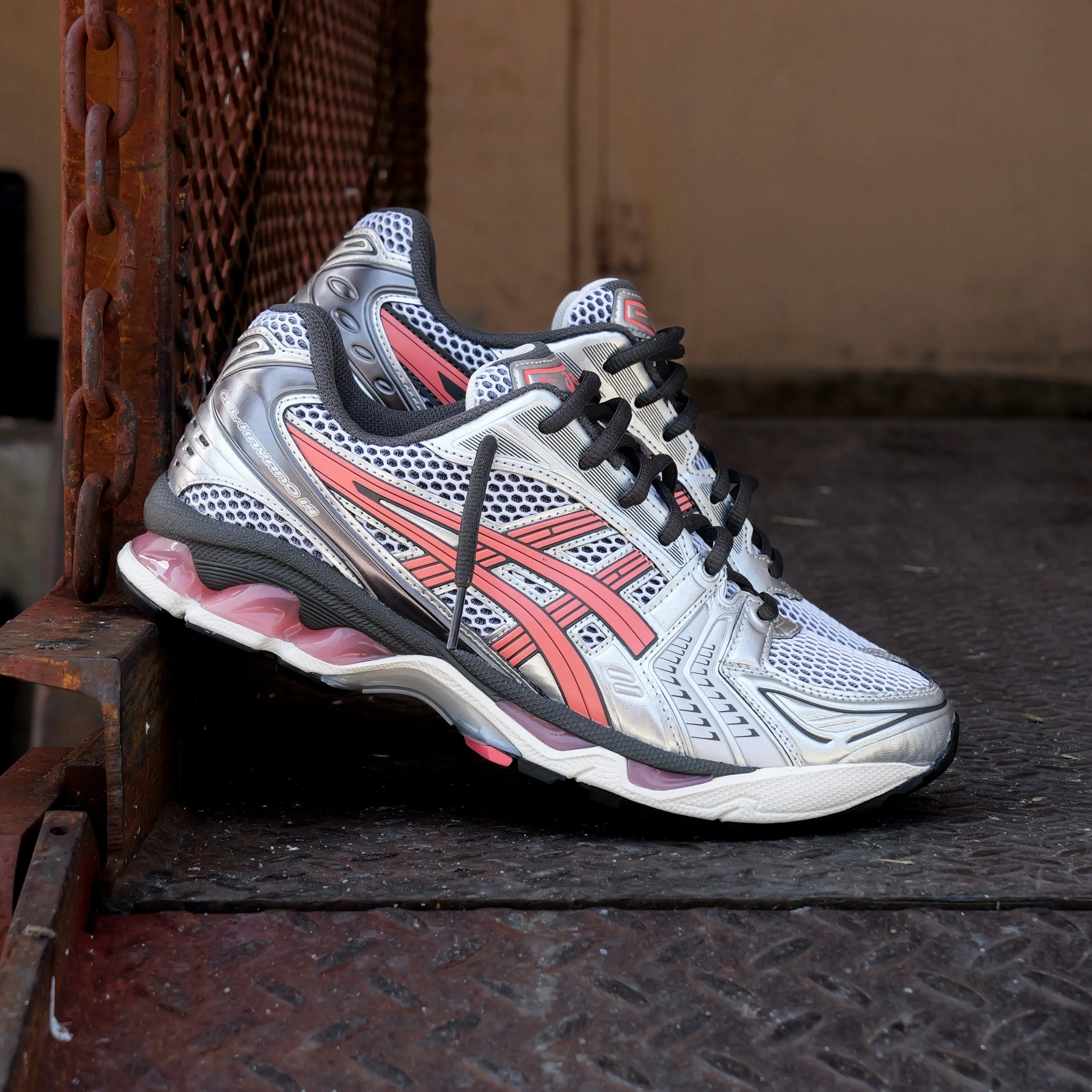 Mens Asics Gel-Kayano 14 (White/Papaya) Exclusive breathability Sleek Wear